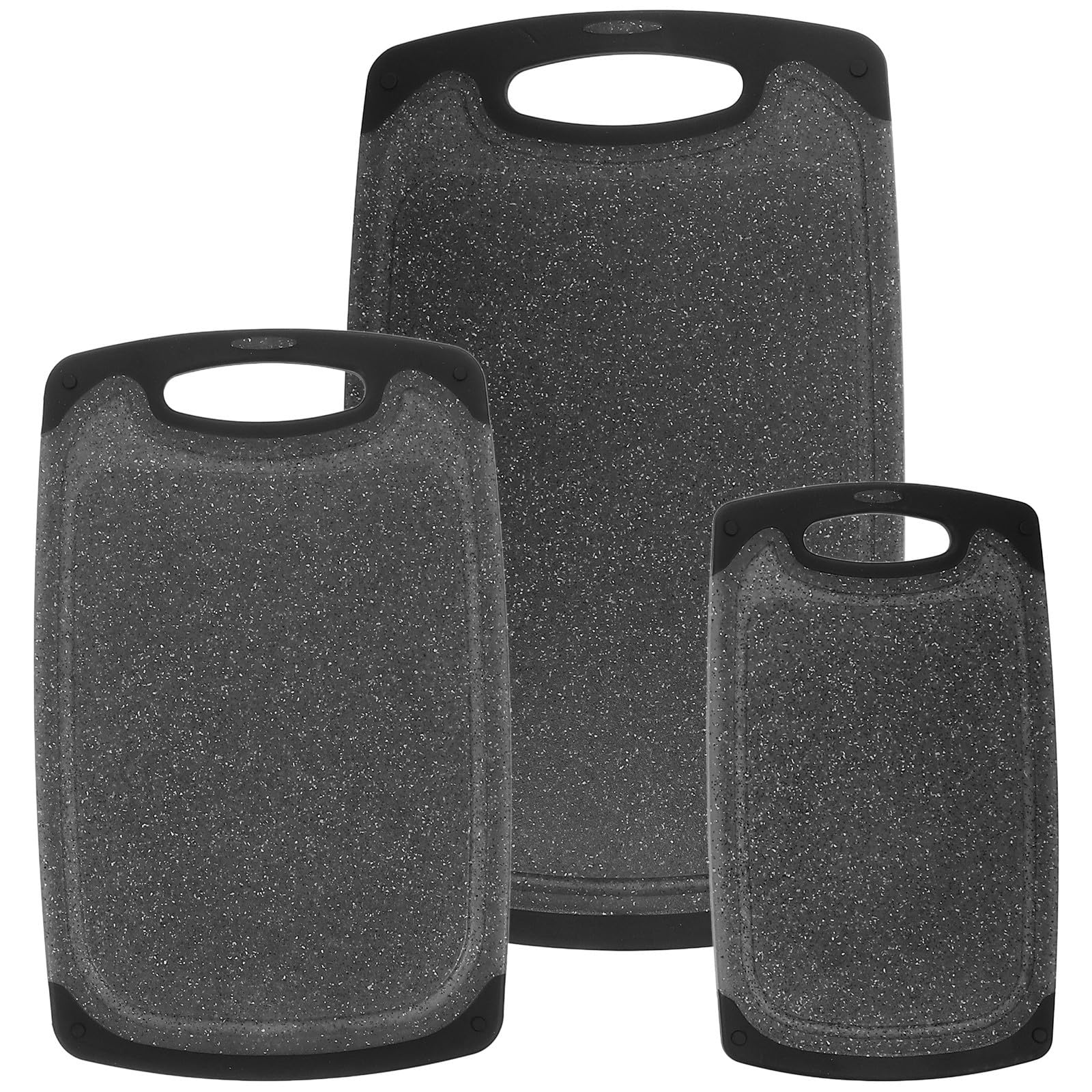 Tablas de cortar de cocina juego de 3 de PP negro antideslizantes para regalo de hogar