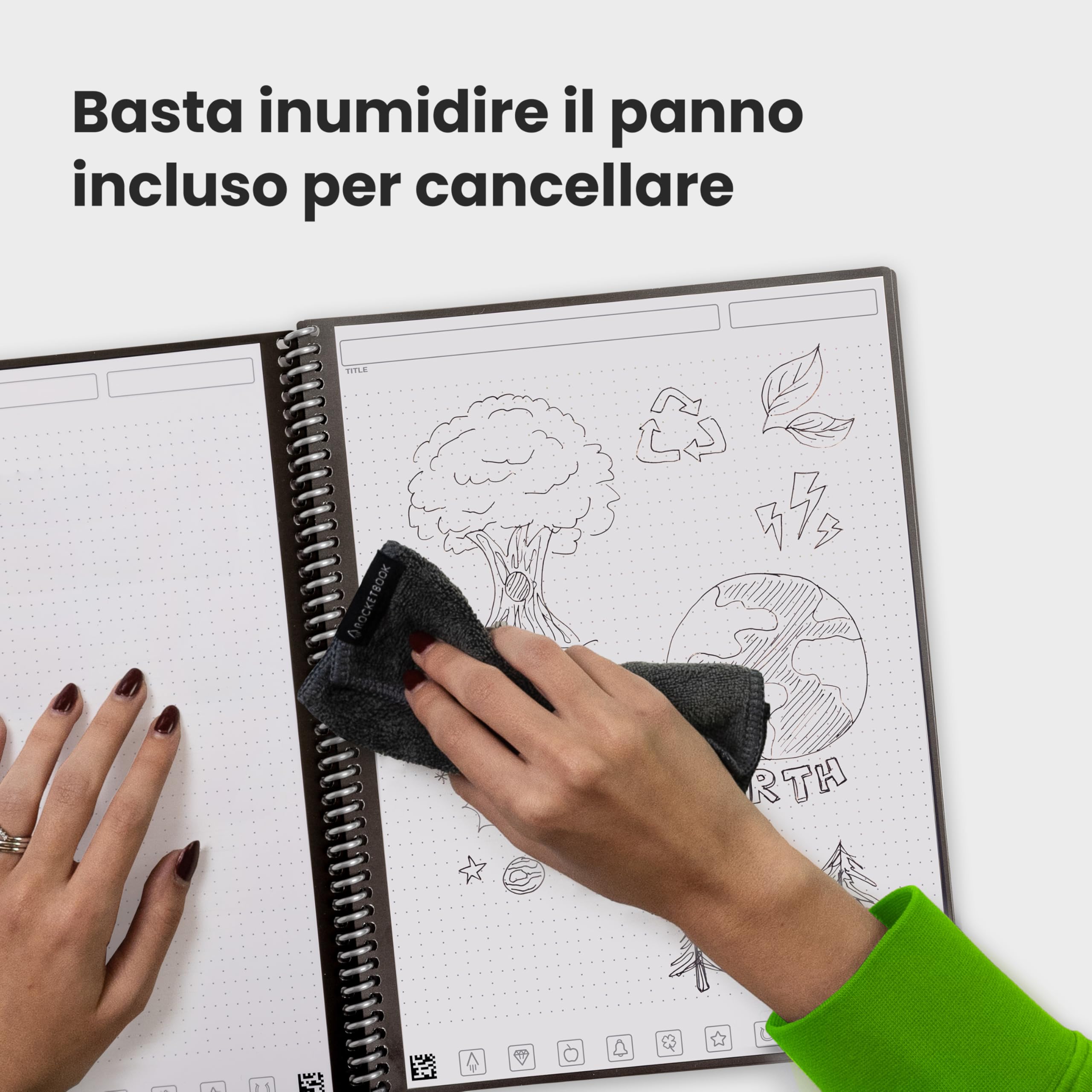 Rocketbook Core Quaderno a Spirale Riutilizzabile, Formato Letter 21 cm x 29,7 cm, Nero - Pagine Puntinate, Connessione App, Copertina Resistente, Ideale per Scuola, Lavoro e Progetti Creativ