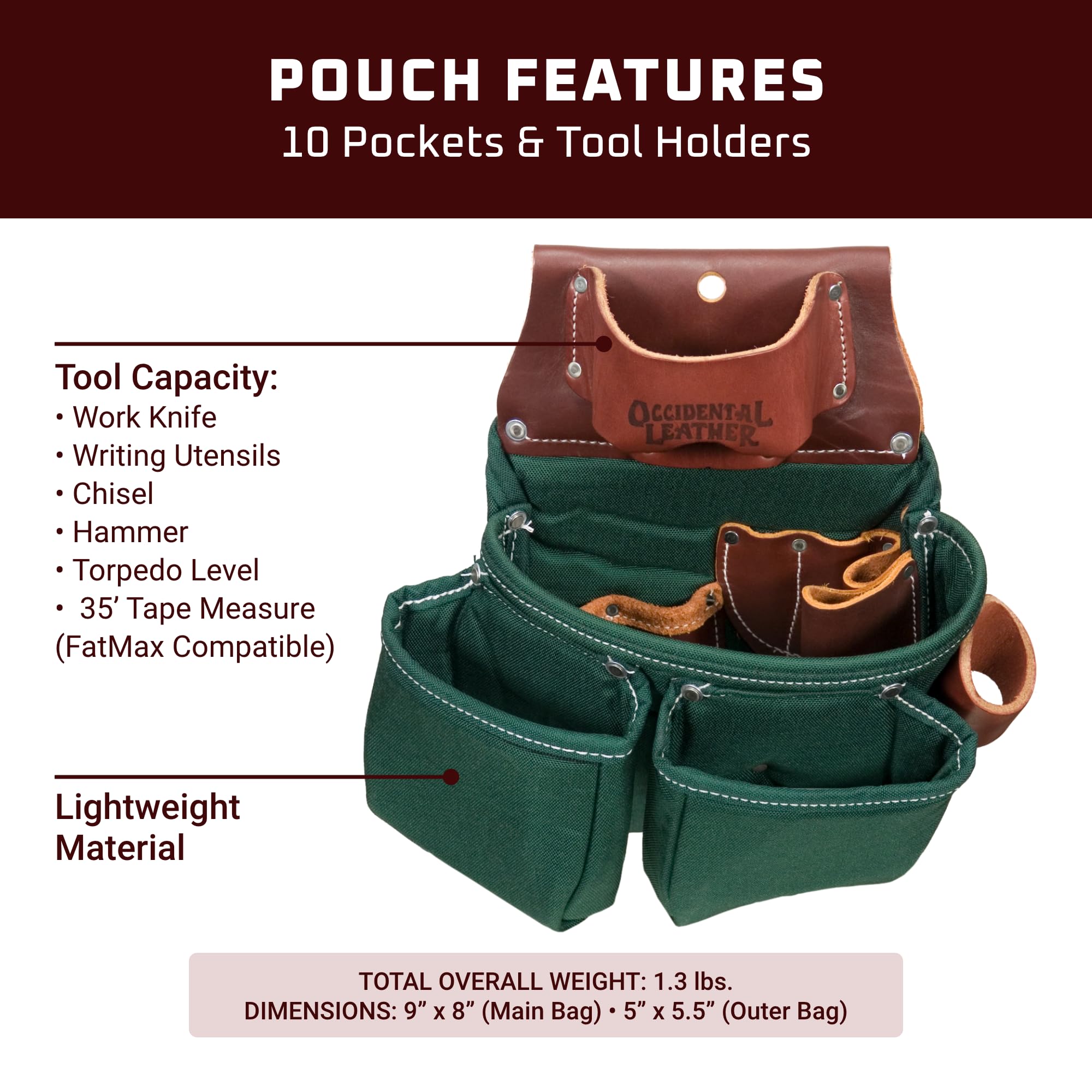 Occidental Leather OxyLights 3 Pouch Tool Bag with Tape Holder