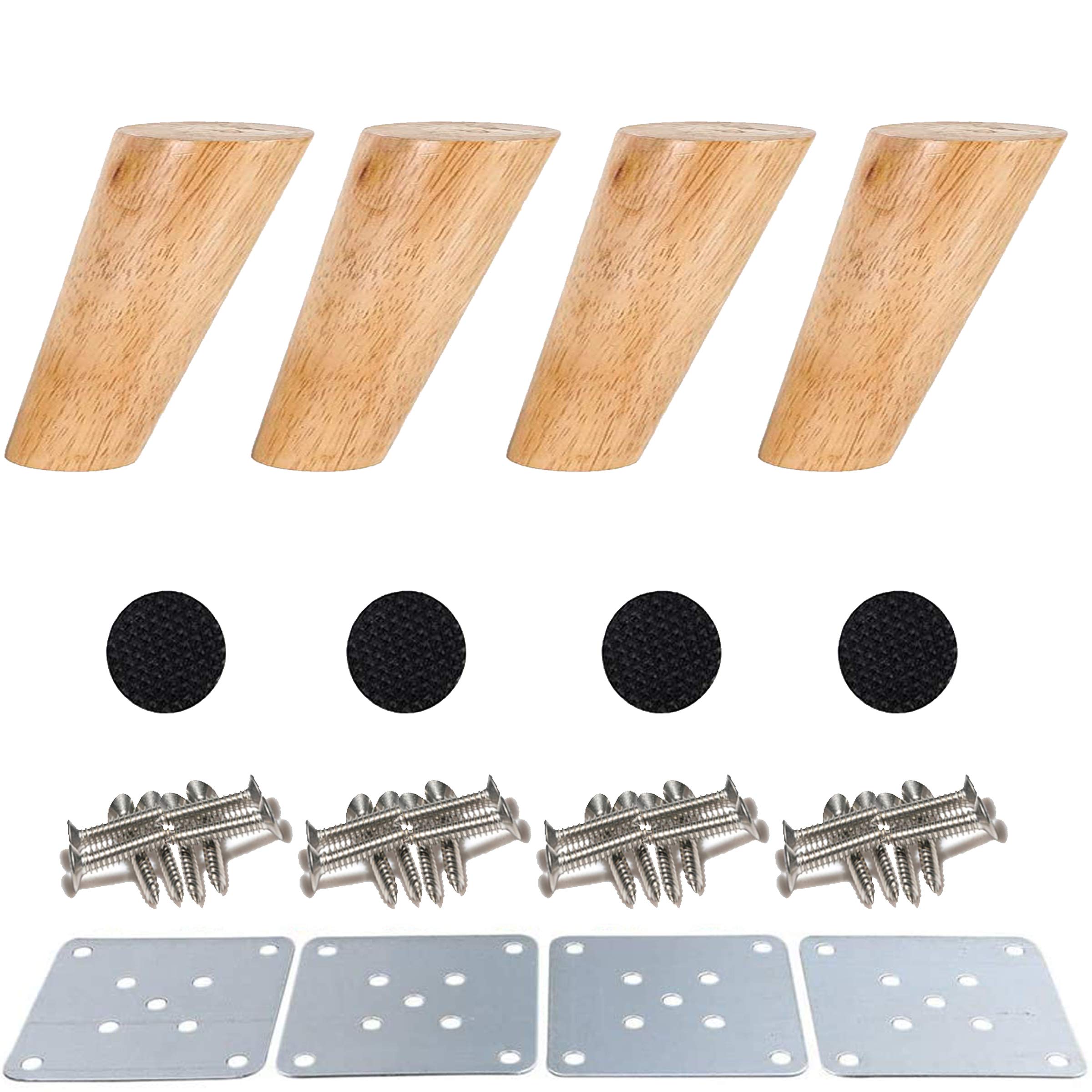 Drenky 4 Pcs 12cm Wooden Furniture Legs Solid Tapered Wood Table Legs