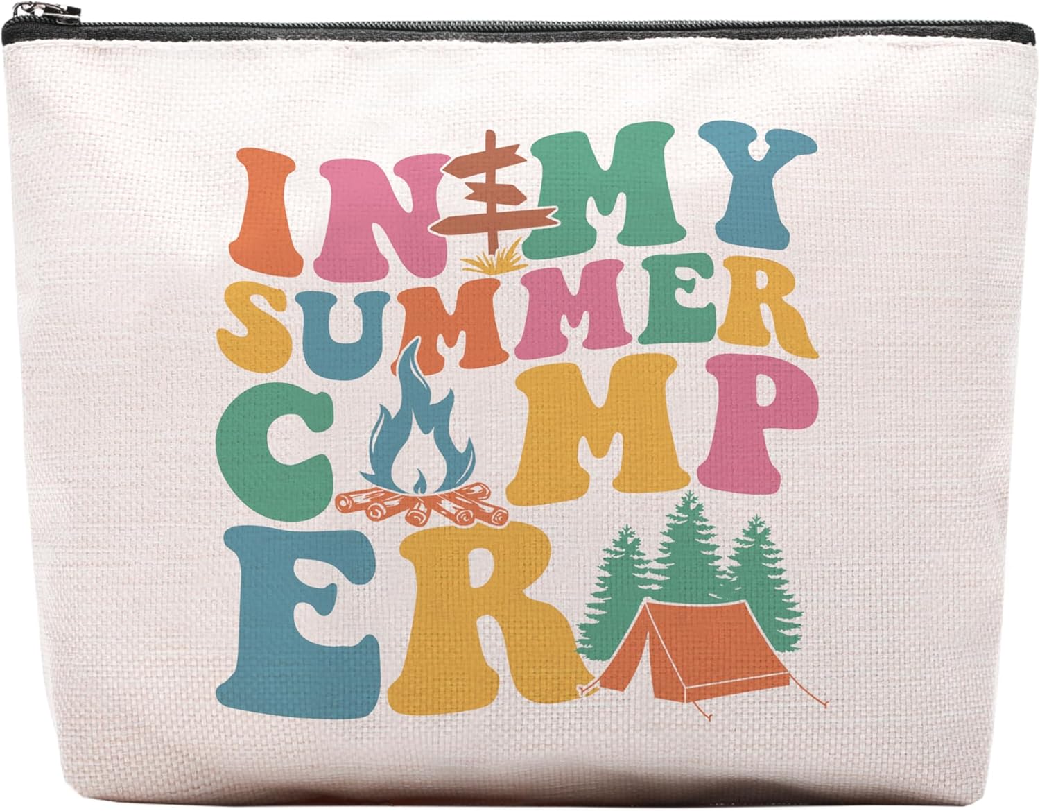 Summer Gifts for Women Makeup Bag, In My Summer Camp Era Cosmetic Bag, Summer Camp Themed Accessories Travel Toiletry Makeup Organizer Zipper Pouch