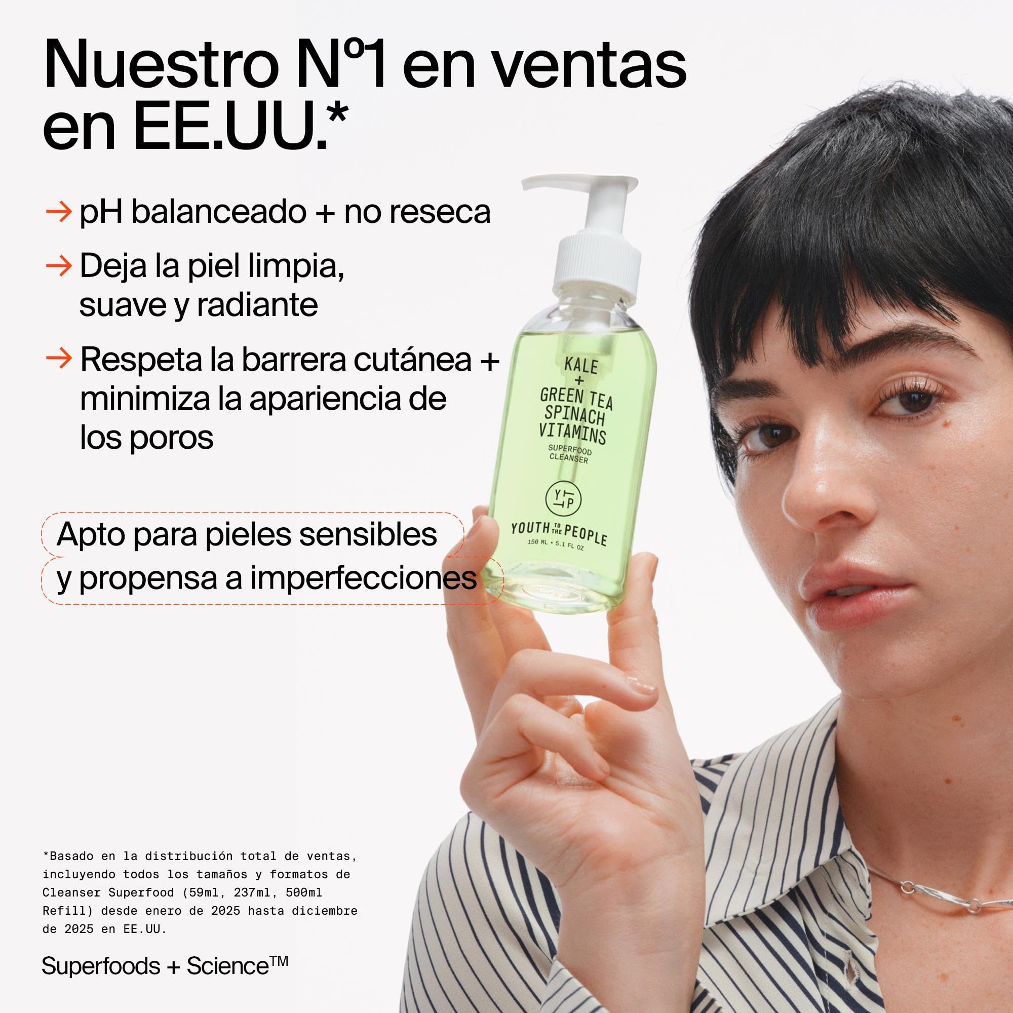 Youth To The People Superfood Cleanser, Limpiador Facial, Enriquecido con Kale, Té Verde y Espinaca, pH Equilibrado, Para Todo Tipo de Pieles, Desmaquillante Suave para Pieles Sensibles