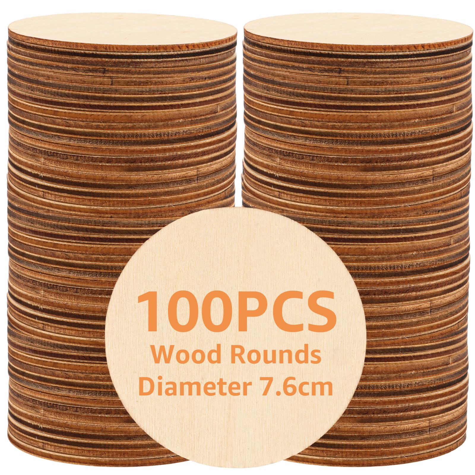 100 Rondelles De Bois 7-8cm - Tranches Naturelles Pour DIY, Décoration, Peinture