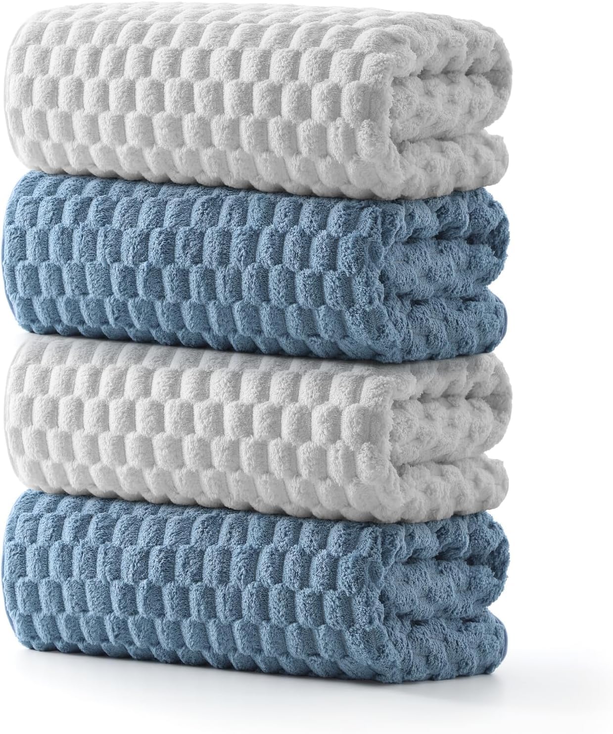 Grande serviette de bain en microfibre de 10 à 68,6 x 140,3 cm, très absorbantes, à séchage rapide, super douce, non pelucheuse et moelleuse pour salle de sport, spa (gris + bleu)