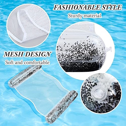 Miniatura 3 de Sratte Flotador de piscina con purpurina, hamaca de agua para piscina, tumbonas inflables para piscina, flotadores de agua multiusos para adultos,