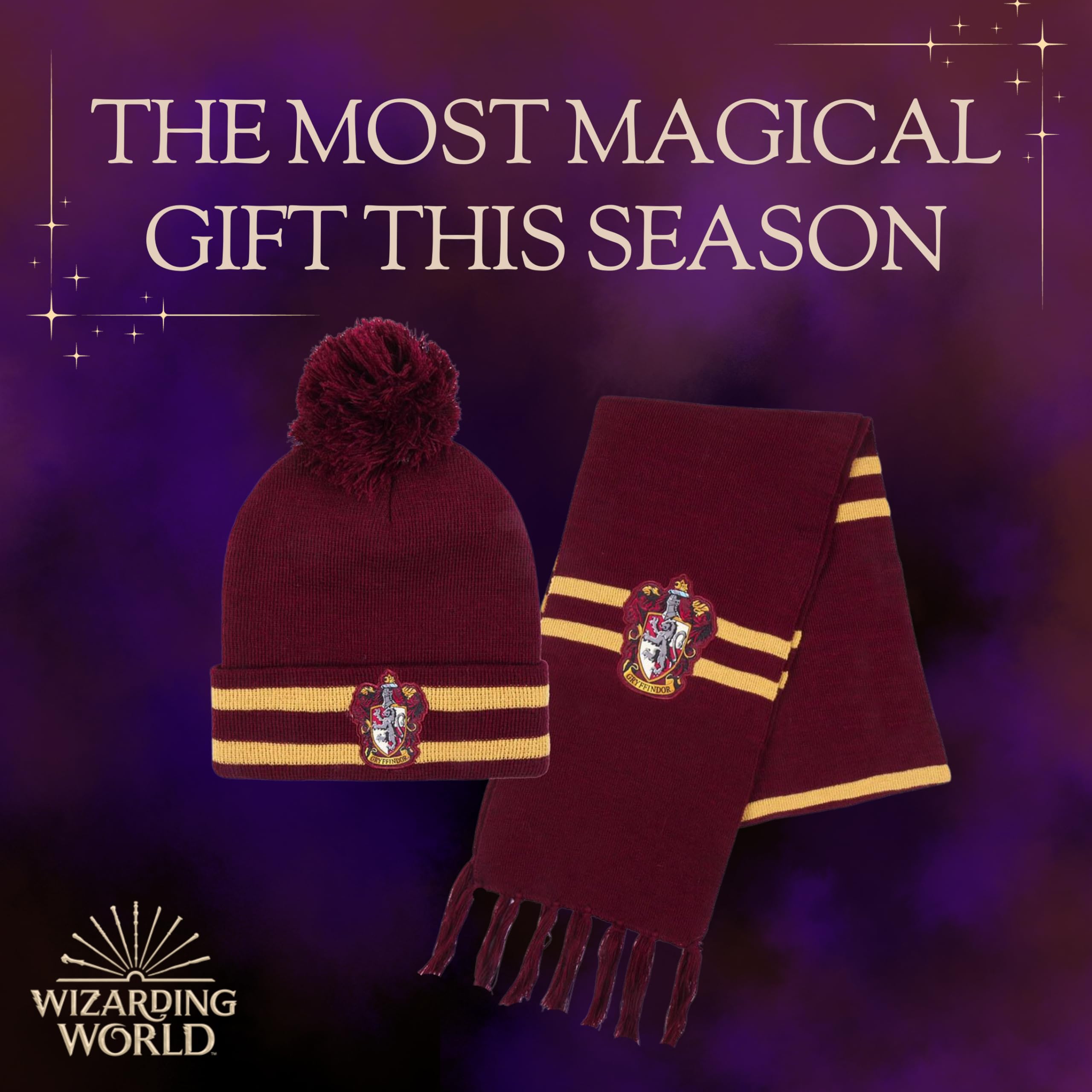 Harry Potter Gorro y Bufanda, Conjunto de Invierno para Niños y Adolescentes, Gorro y Bufanda Hogwarts Gryffindor, Accesorios de Invierno | Rojo