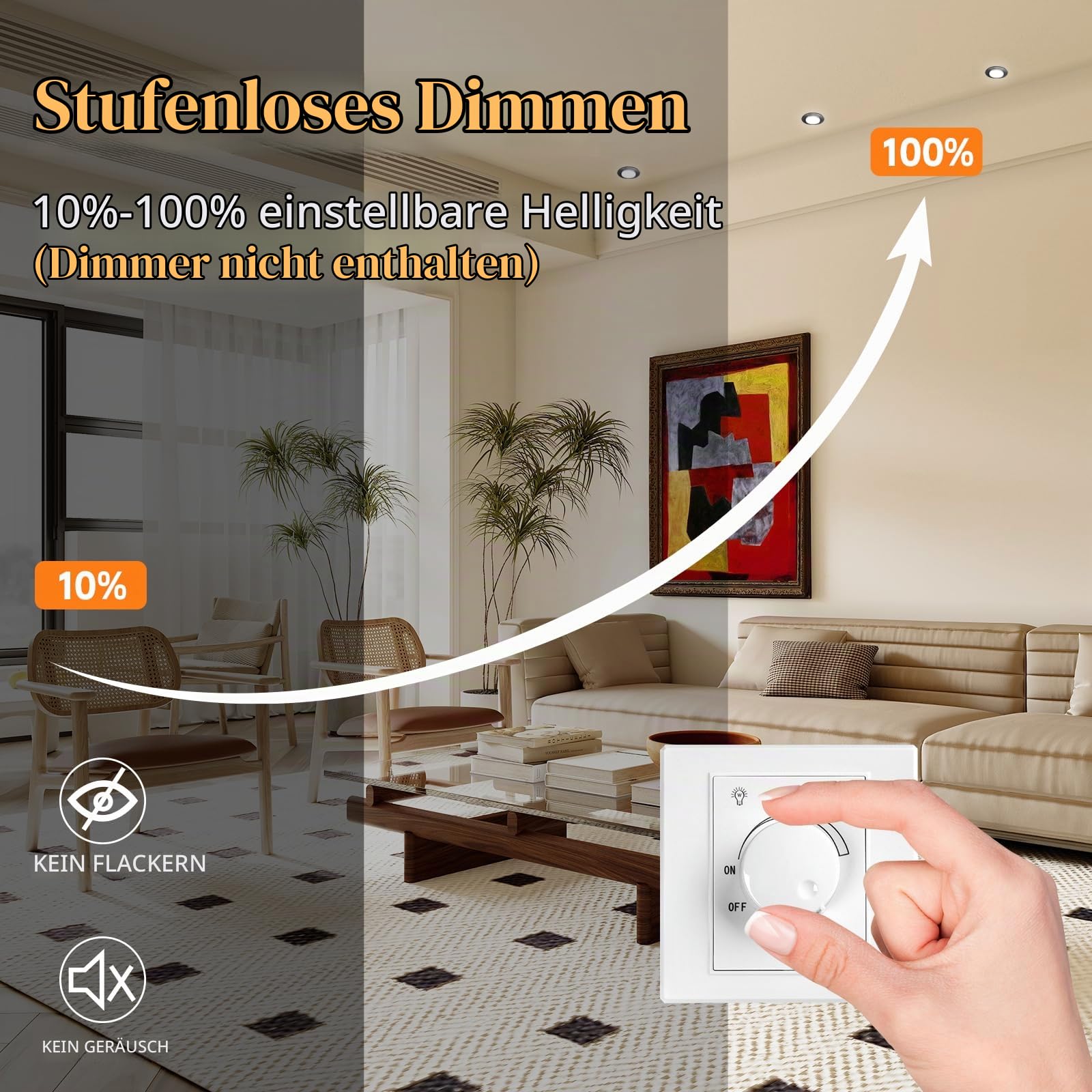YindaLux LED Einbaustrahler 230V Dimmbar Flach LED Spots 5W IP65 Deckenspots Warmweiß Neutralweiß Kaltweiß Einbauleuchten 68mm 500LM Einbauspots für Badzimmer Wohnzimmer Rund Led Spot Schwarz, 6er Set