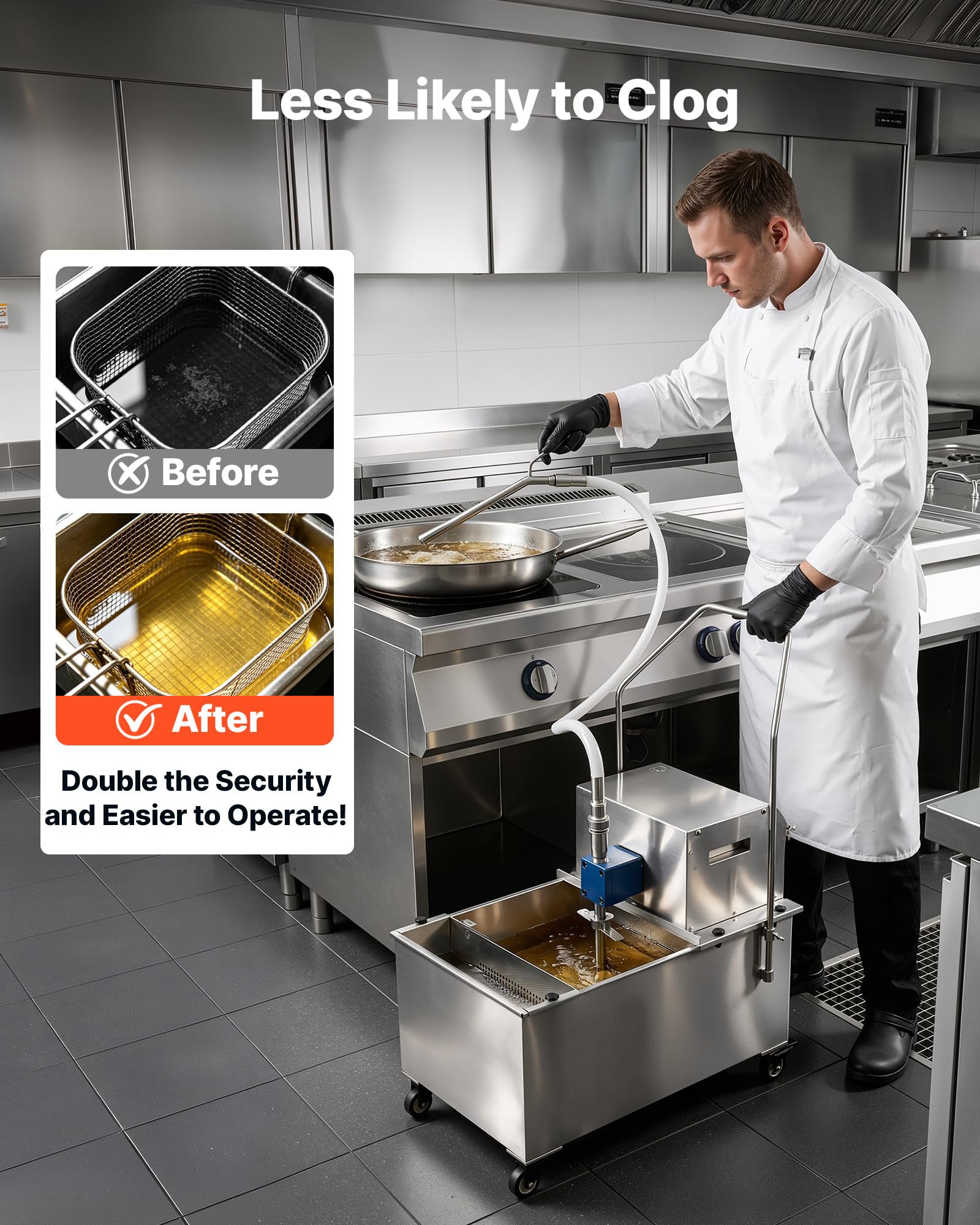 VEVOR Mobile Friteusenfiltermaschine 55 L 250 W Friteusenölfilterwagen