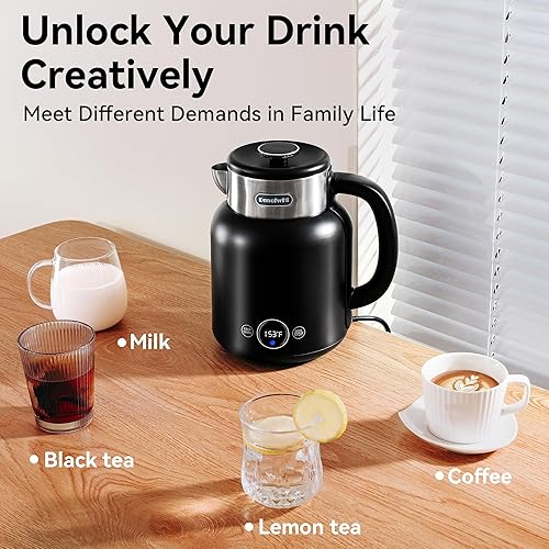 Miniatura 7 de DmofwHi Hervidor eléctrico de 5 presets con control de temperatura con pantalla LED, hervidor de agua caliente eléctrico de acero inoxidable 304,