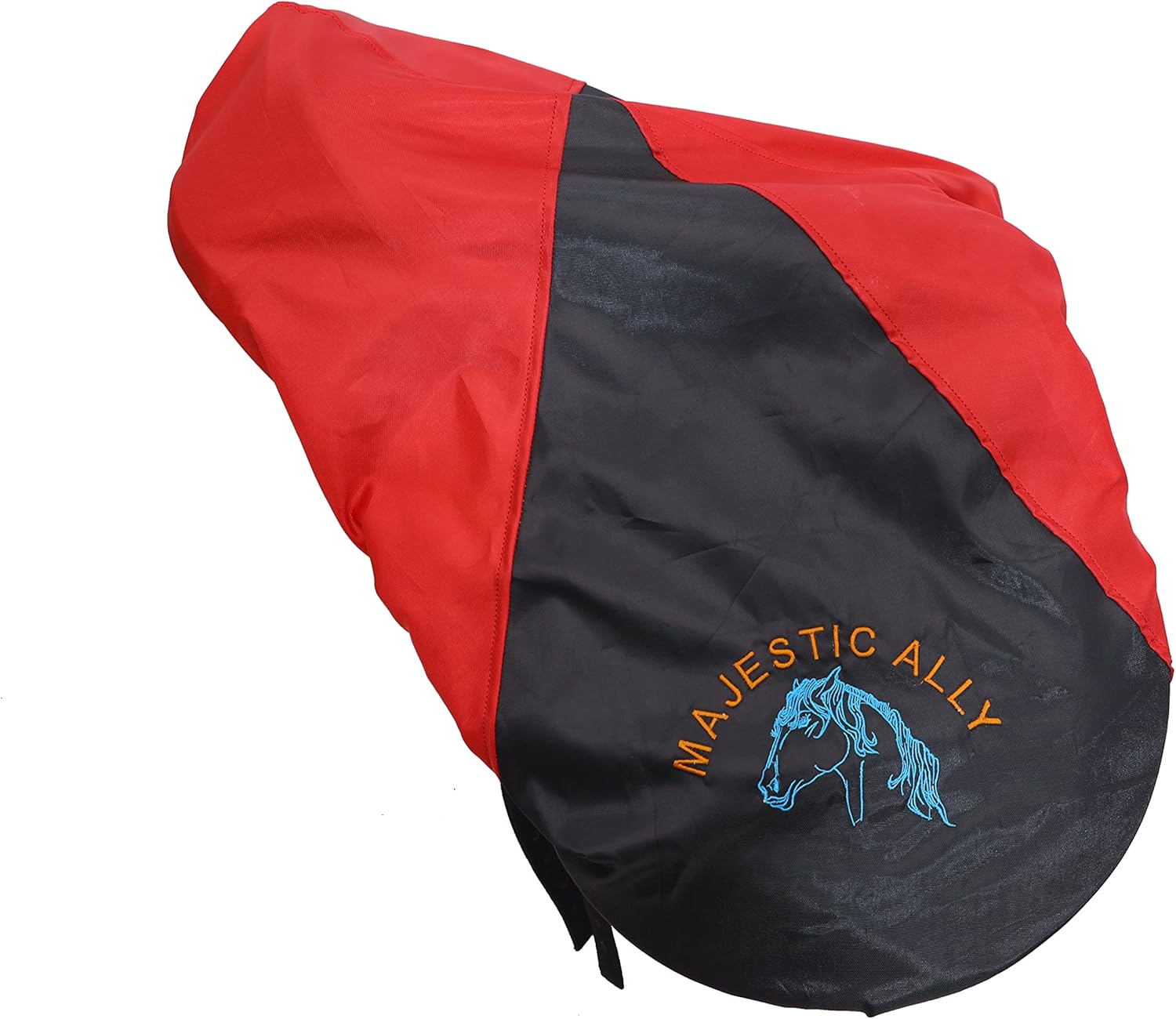 Majestic Ally Nylon Embroidered English Saddle Cover Red Black and Purple Black (Red Black)