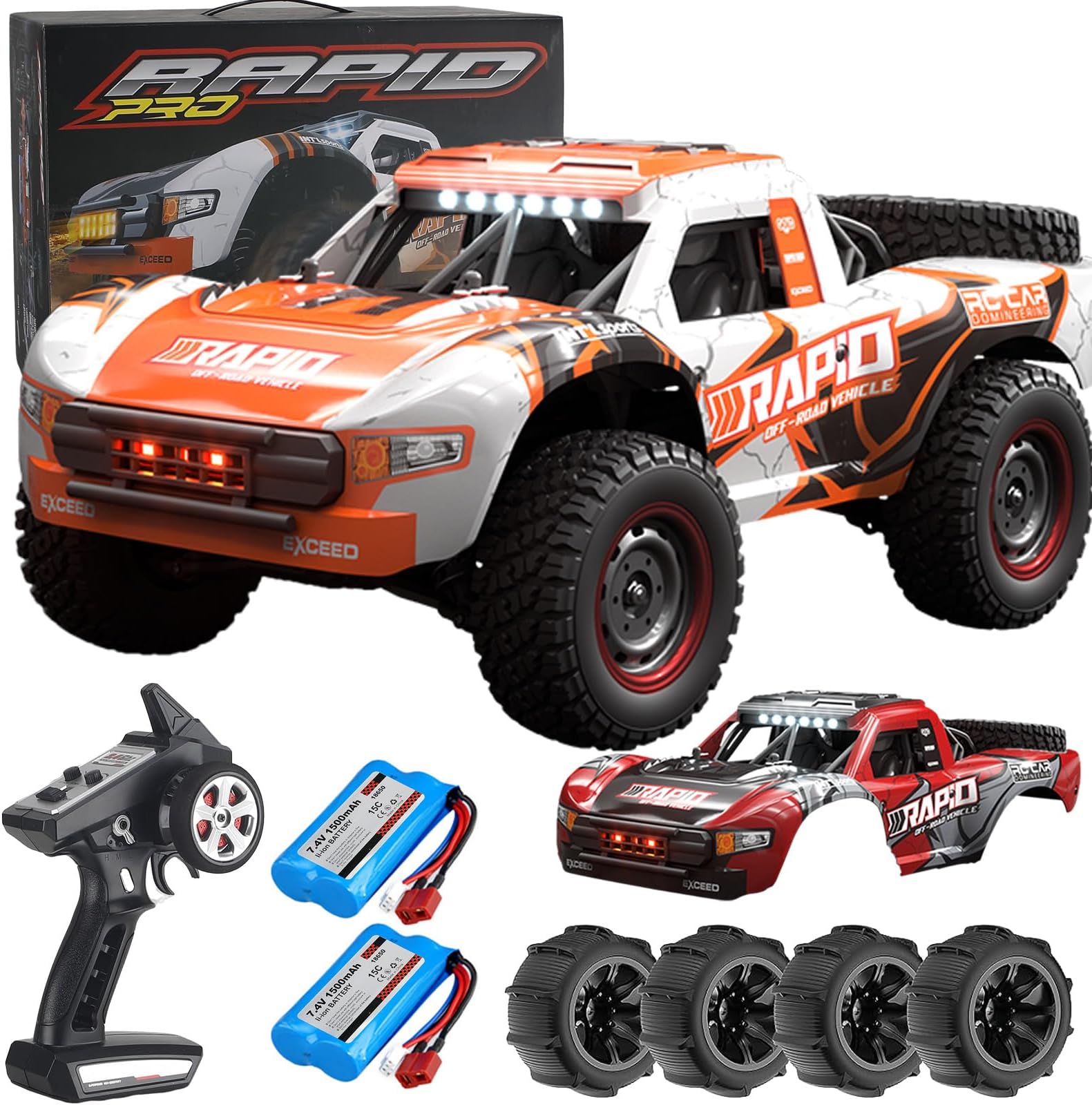 Brushless RC Cars 1:14 Remote Control Car 70 KMH High Speed All Terrain RC Trophy Truck for Adults Boys 4WD Off-Road RC Buggy Big Short Course Truck Fast Monster Truck Toys (RTR)