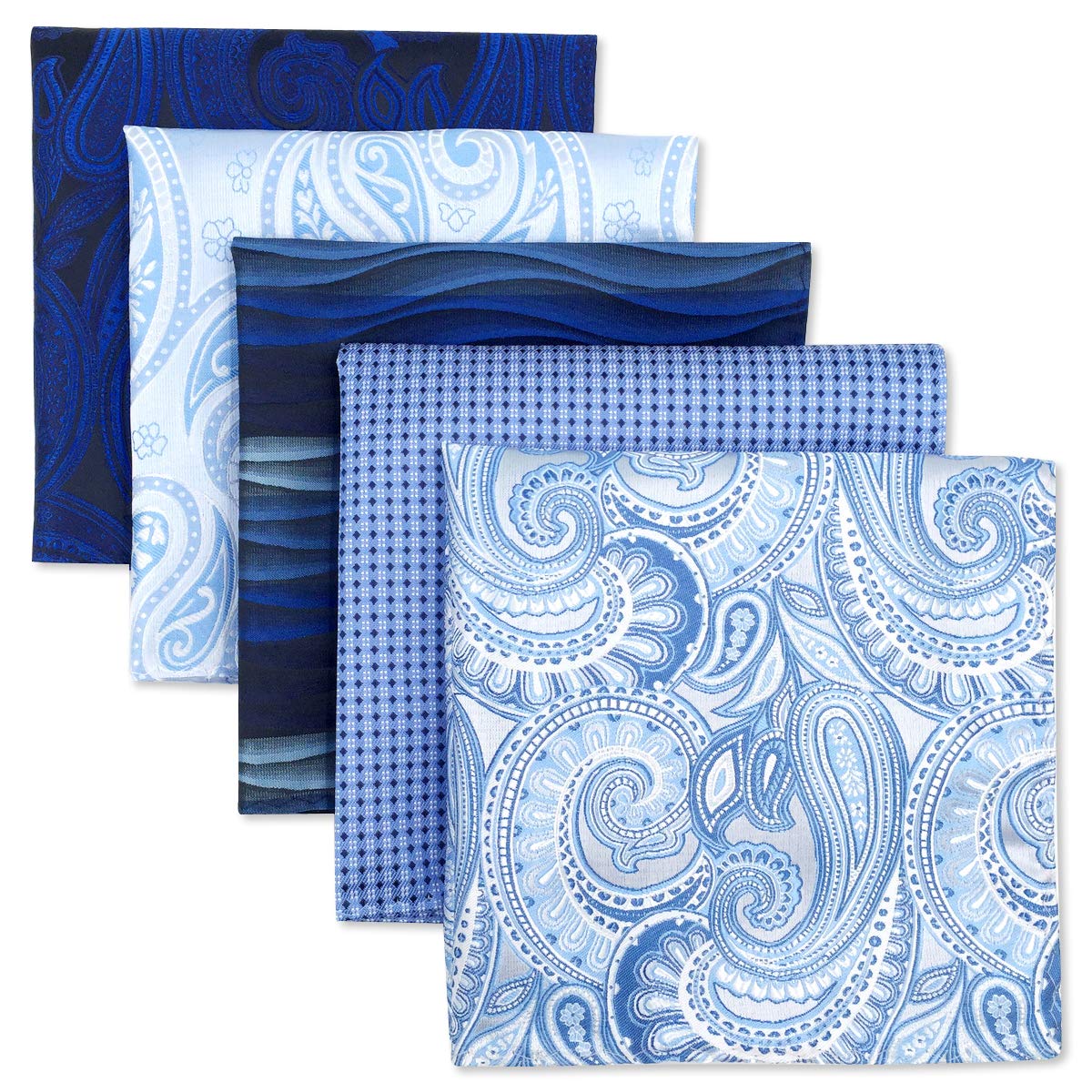 SHLAX&WING Assorted 5 Pieces Mens Silk Pocket Squares Handkerchiefs Set Lot