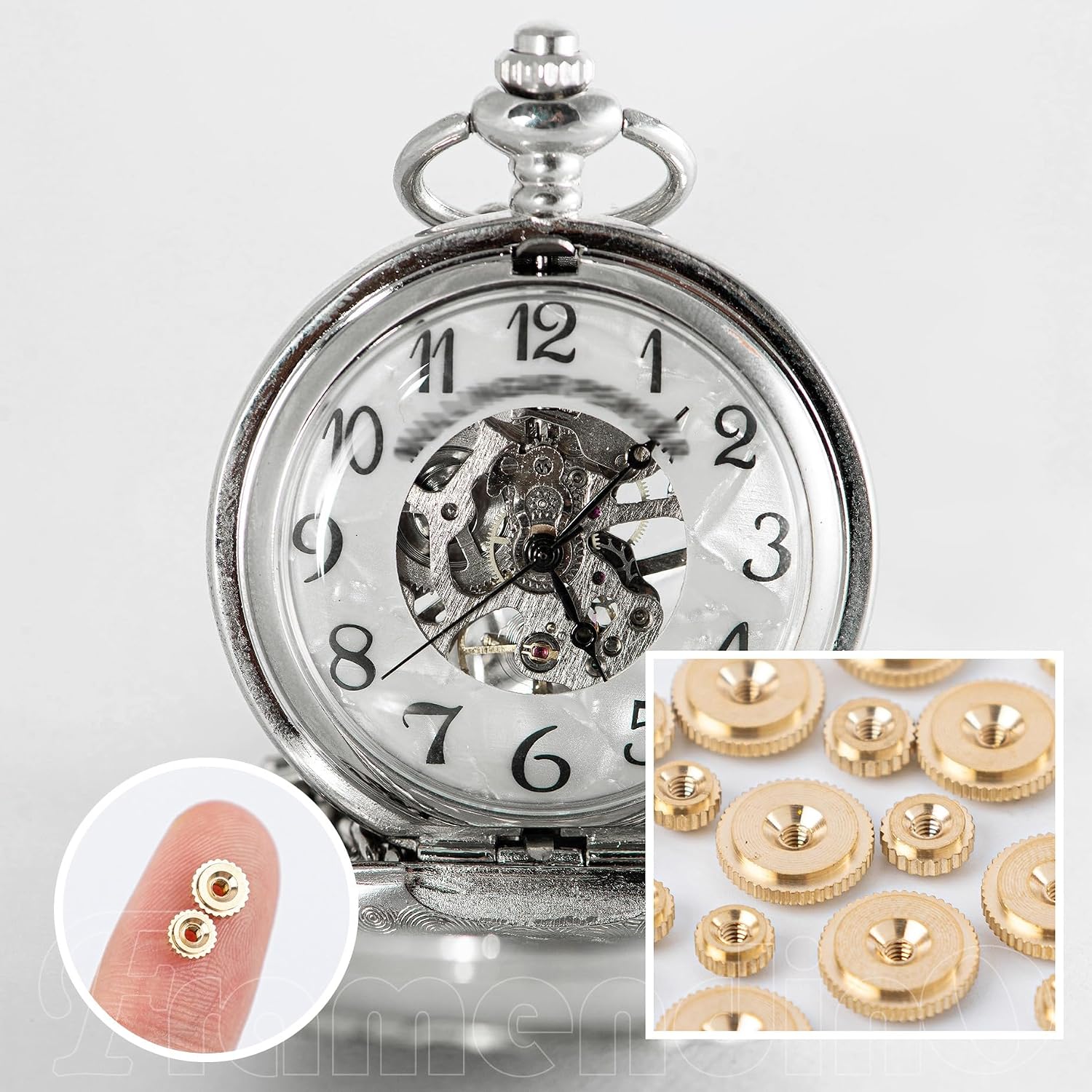 Framendino, 24 Pack Brass Clock Hand Nut Assortment OD 5, 6, 10mm for Wall Mantel Clocks Hands Part Replacement