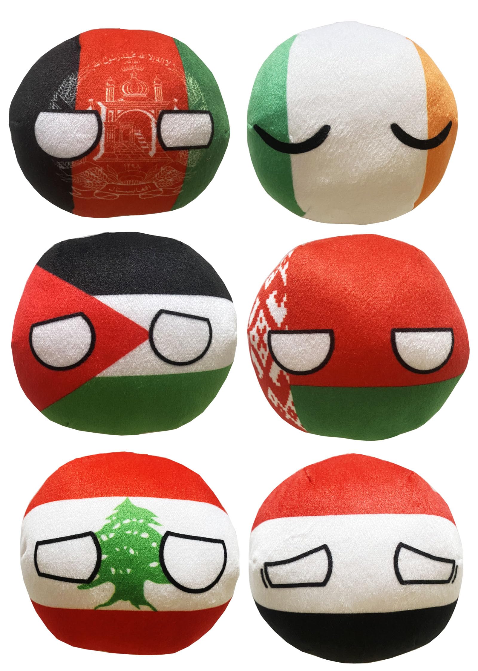 Raclove 6PC Countryballs Plushies - Soft & Educational National Character Toys. Your Collection of Countryball and Polandball Plushies. (10LB-PS-AF-by-IE-YE)