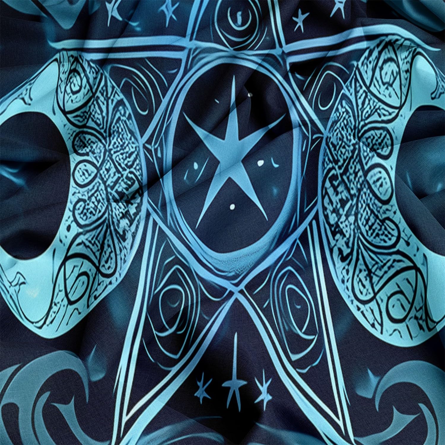 Poszwa na kołdrę 230 cm x 220 cm czarna pięcioramienna gwiazda fantasy księżyc dwustronny 3-częściowy zestaw pościeli łatwy w pielęgnacji, miękka oddychająca poszwa na kołdrę na wszystkie pory roku