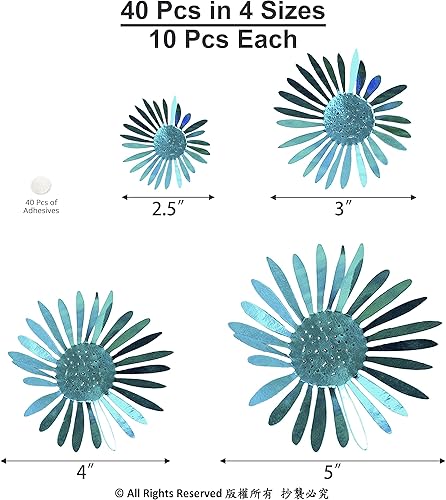 Miniatura 9 de 40 calcomanías de flores de oro rosa 3D extraíbles metálicas de crisantemo margaritas de pared para sala de estar dormitorio boda cumpleaños dulce