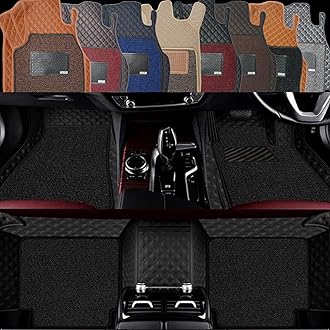 AutoClow Premium 7D Car Mat Full Set for Maruti Suzuki Jimny (Model: 2023-2025) || Luxury Leather Dual-Stitch Full Set 7D Car Floor Mat || 100% Waterproof || Color : Black-Black (Design-1)