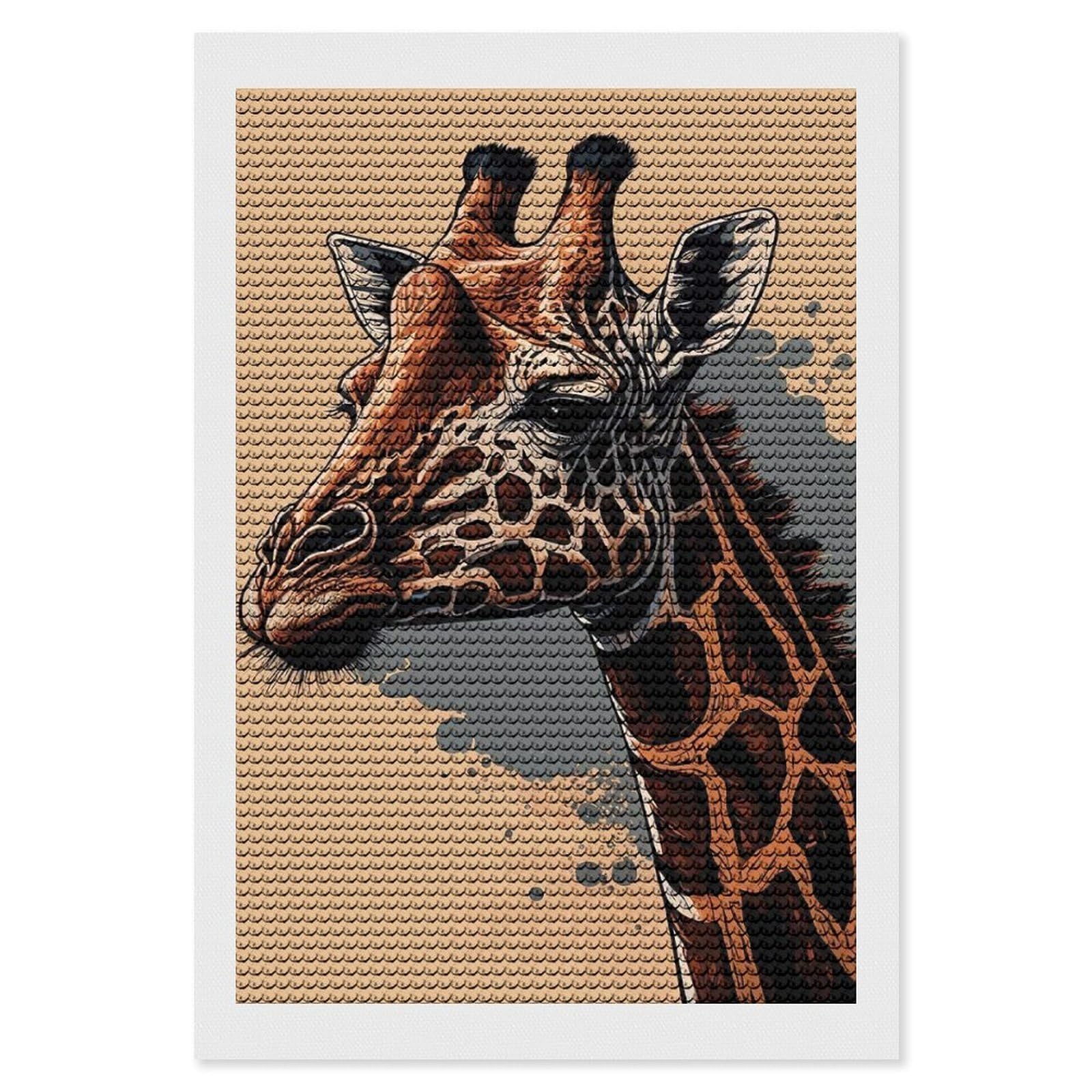 Junmoney Savanna Giraffe Diamond Painting Set 8"x12", for Beginners, Modern Decor, Simple to Start, Gift Idea, Pleasing Wall Art Project