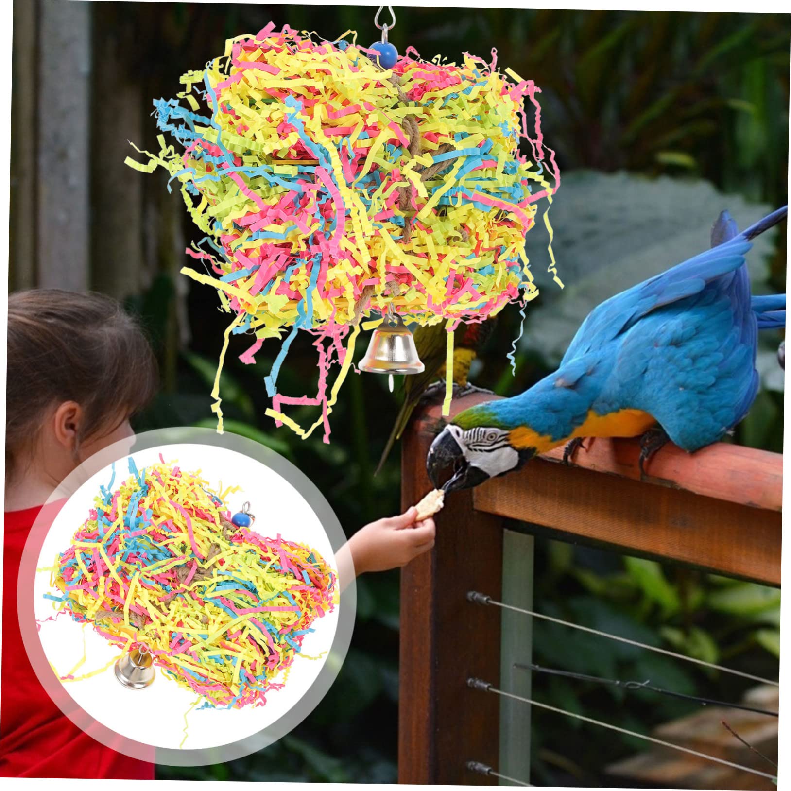 Mipcase 3piezas Juguete Colgante para Pájaros y Campanas Juguete Masticable para Aves y Diversión y Entretenimiento El Estrés y Fomentar