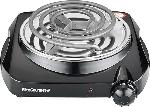 Miniatura 8 de Elite Cuisine ESB-301BF Maxi-Matic Anafe con quemador eléctrico para un solo buffet de 1000vatios color negro Blanco