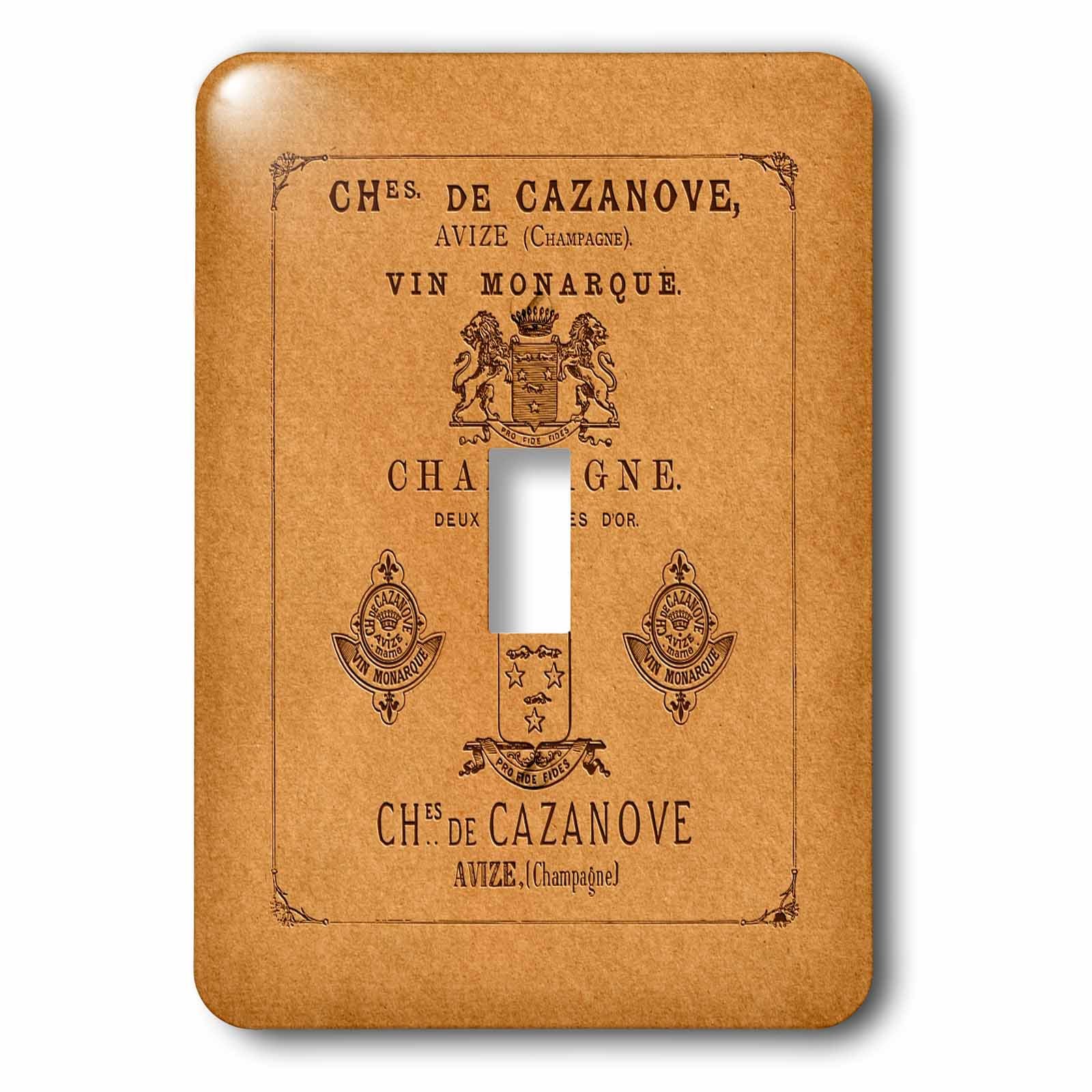 Étiquette champagne vintage interrupteur simple à bascule 3dRose lsp_238750_1 décoratif