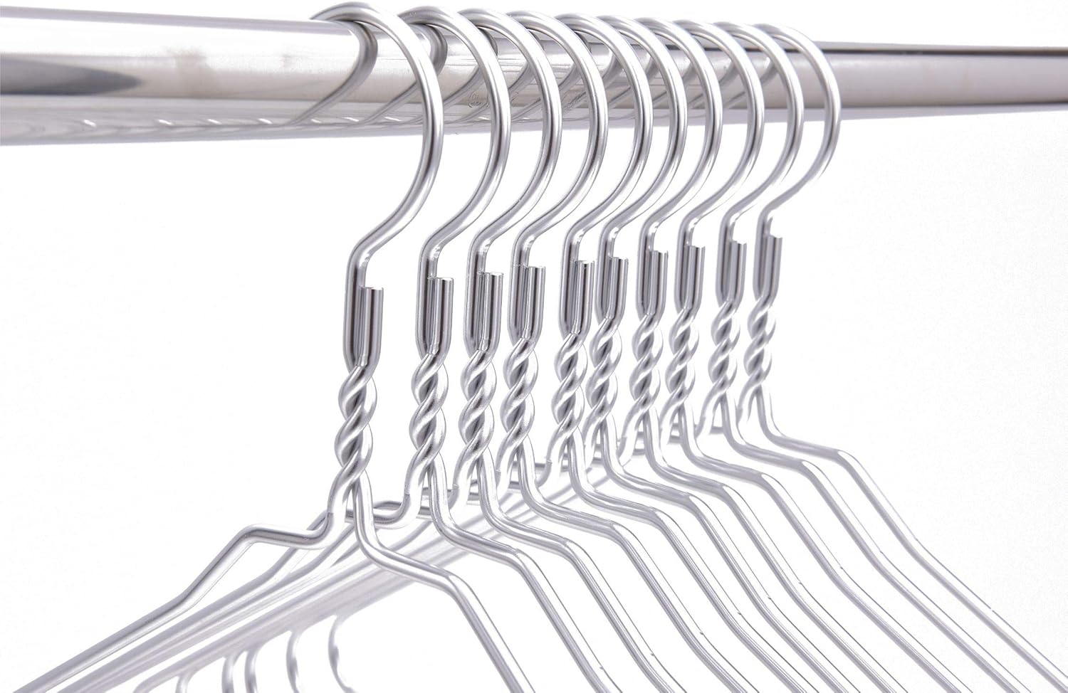 Quality Hangers Silver Aluminum Metal Coat Hangers Heavy Duty Suit Hangers 10 Pack (Adult Size Coat Hanger)