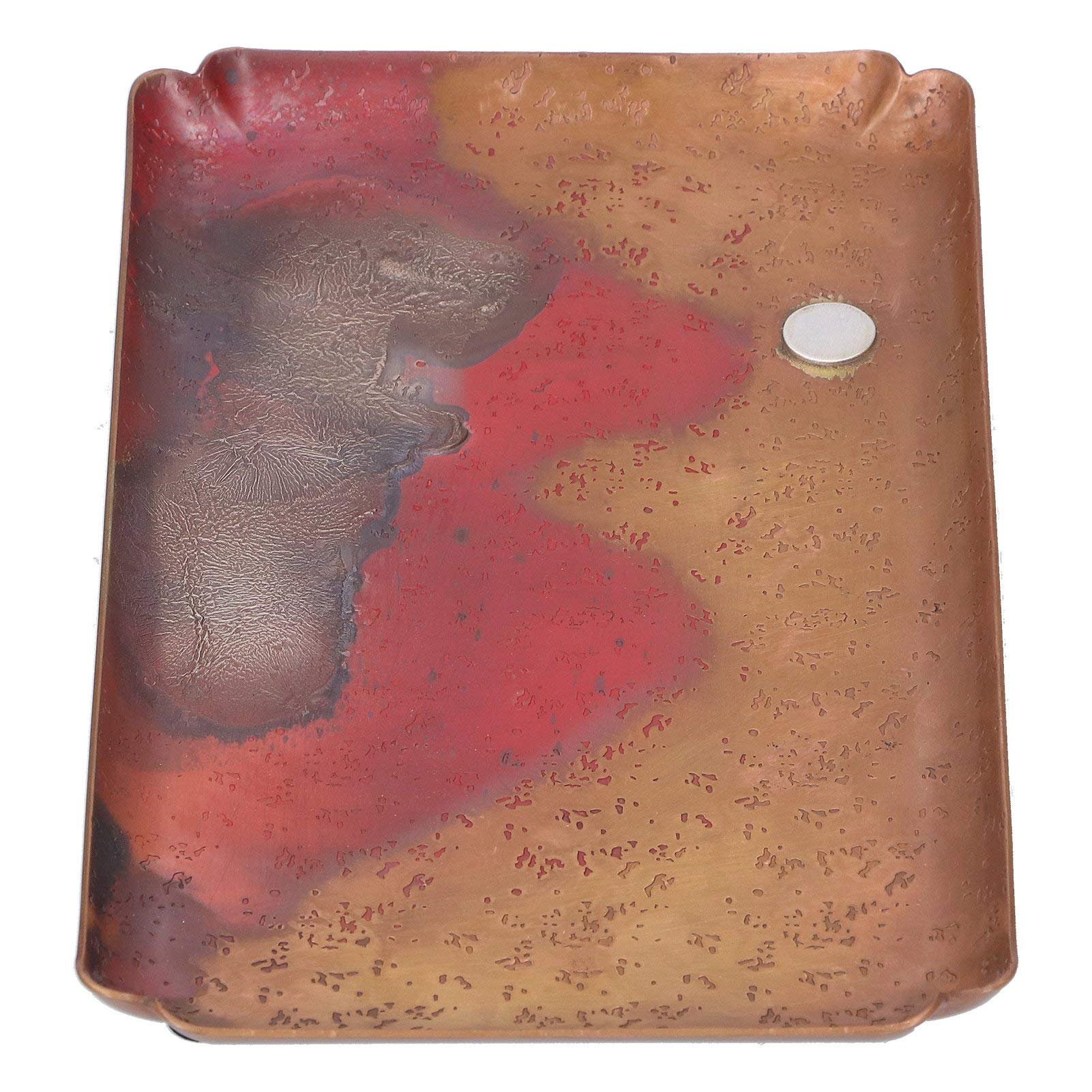 Omabeta Rotes Kupfer-Teetablett, Elegantes Design, Servierplatte für Teezeremonien, Haushalts- und Küchenzubehör, Ca.14x24cm