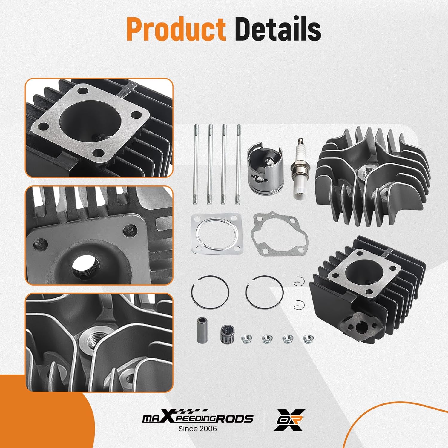 Tuningsworld 50cc Cylinder Piston Ring Gasket Top End Rebuild Kit for Suzuki ALT50 LTA50 2002-2005 JR50 1985-2006 ATV LT50 1984-1987 WZ50 1978-2006 11210-04012-0F0 11111-04001 12140-16B10 12110-43000