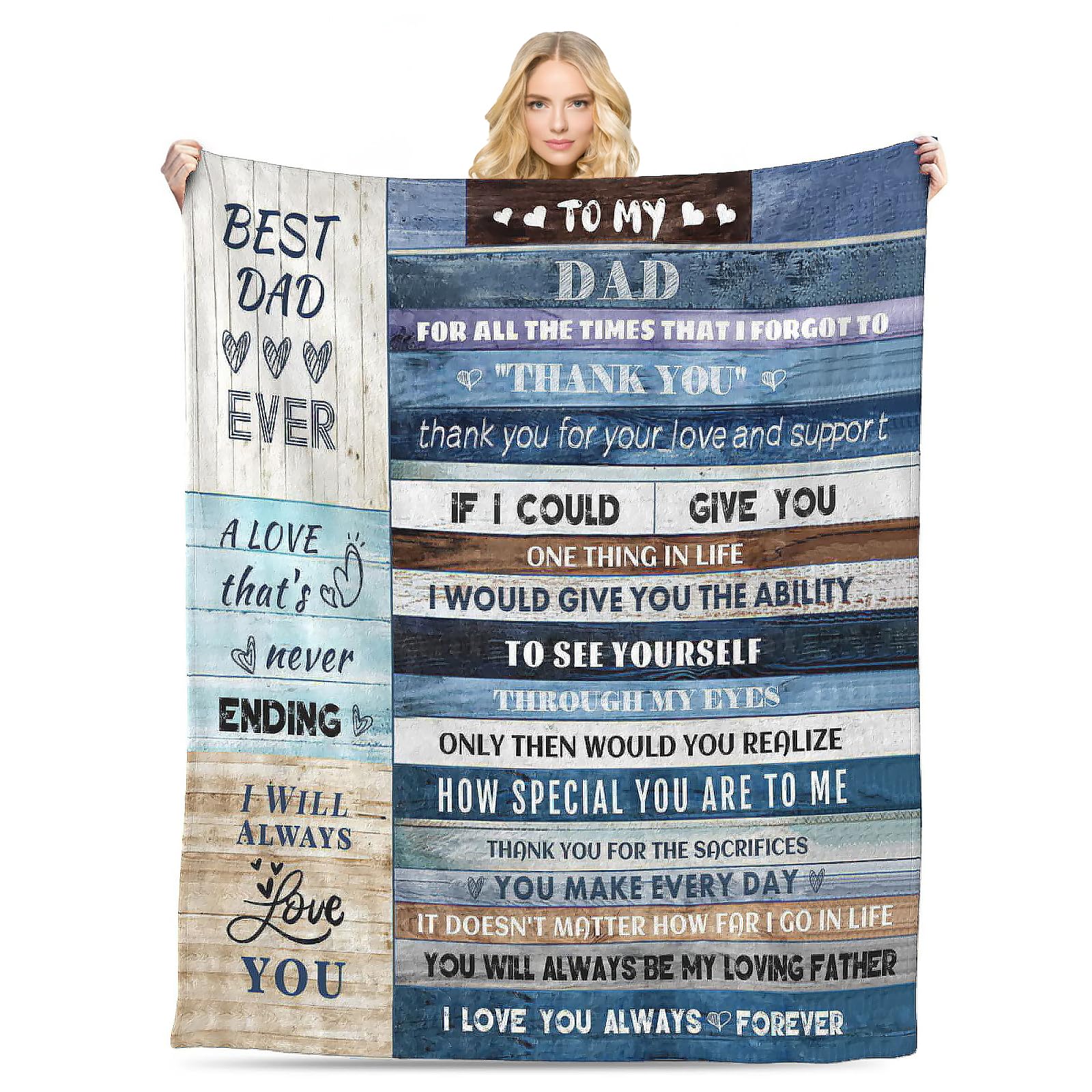 Gift for Dad from Daughter Son Dear Dad Blanket for Father's Day