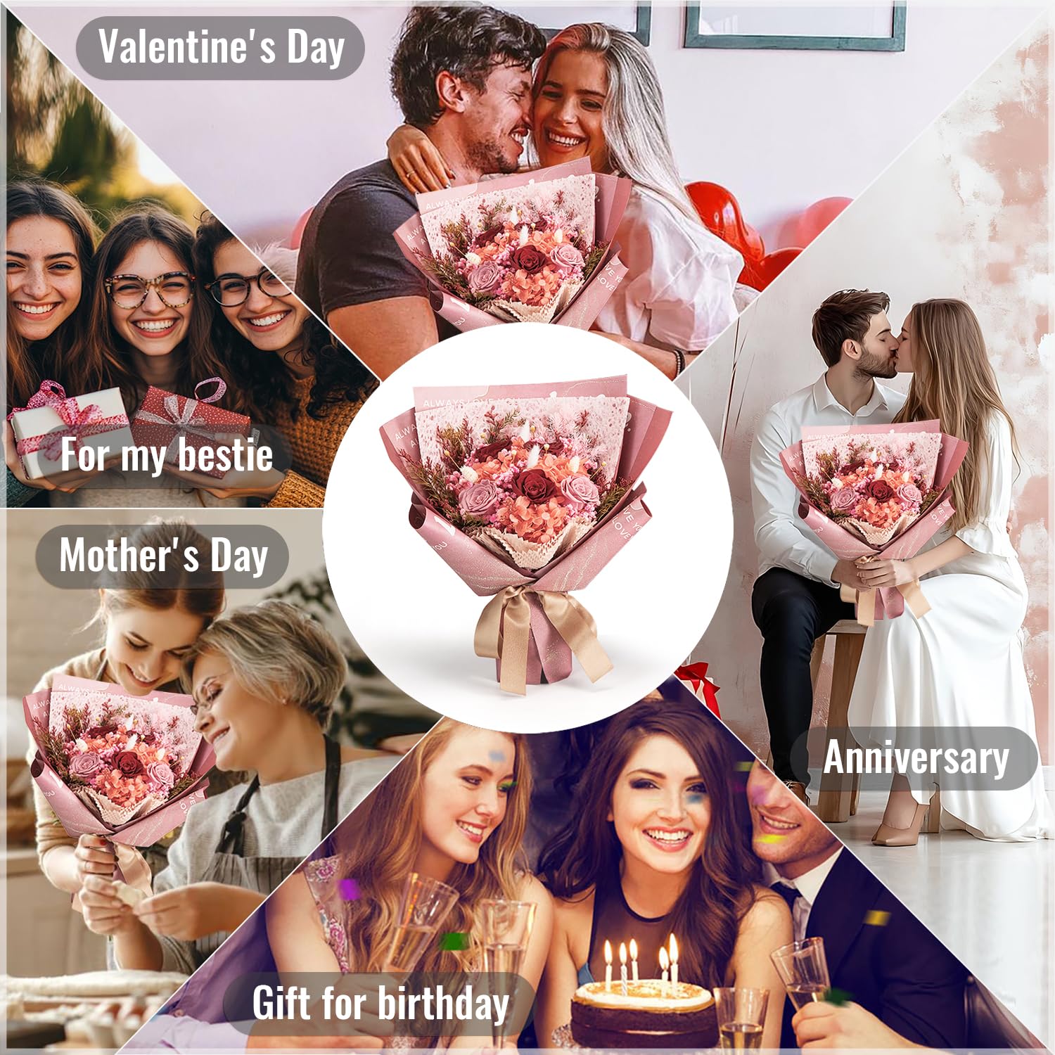 Regalos de flores para ella, flores para entrega, ramos de rosas preservadas
