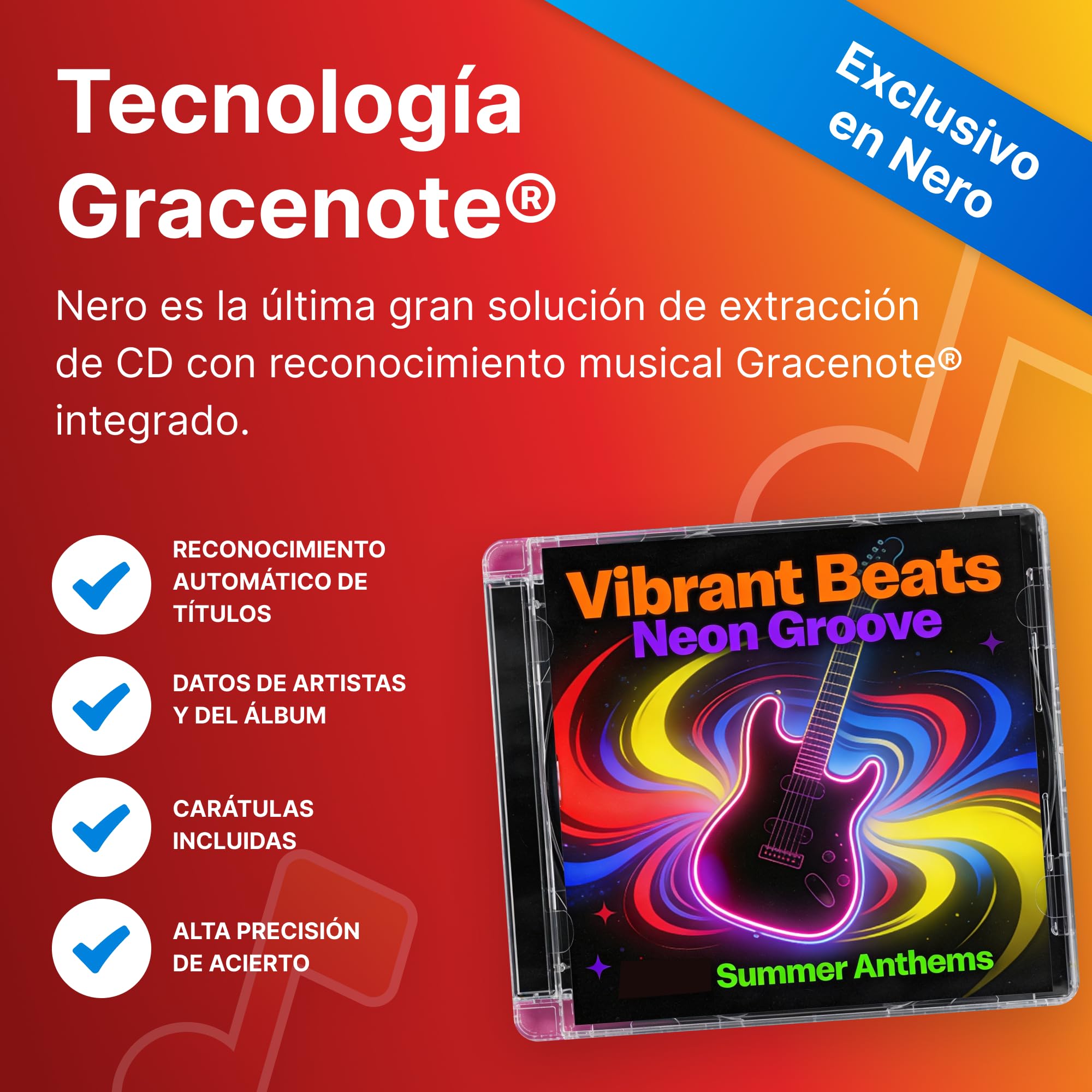 Nero CD Ripper Software | Convertir CD de audio a MP3, FLAC, AAC, WAV | Digitalizar música con reconocimiento Gracenote | Tecnología Burning ROM | Licencia de por vida | 1 PC | Windows 11/10/8/7