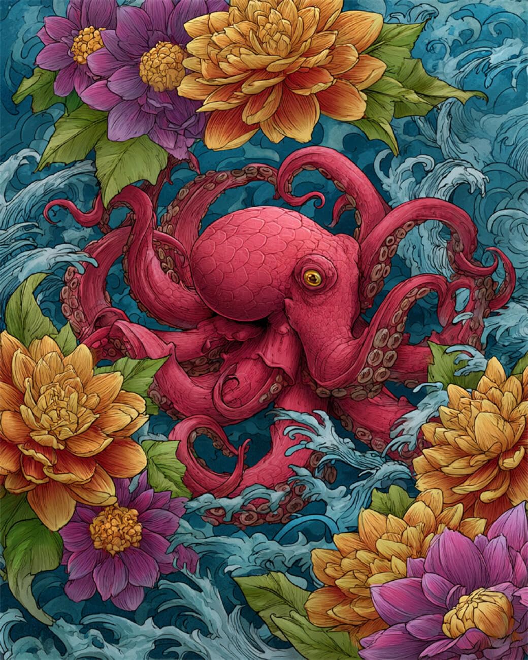 Rkflgew G Diy Embroidery Set Fantasy Octopus 30X40cm