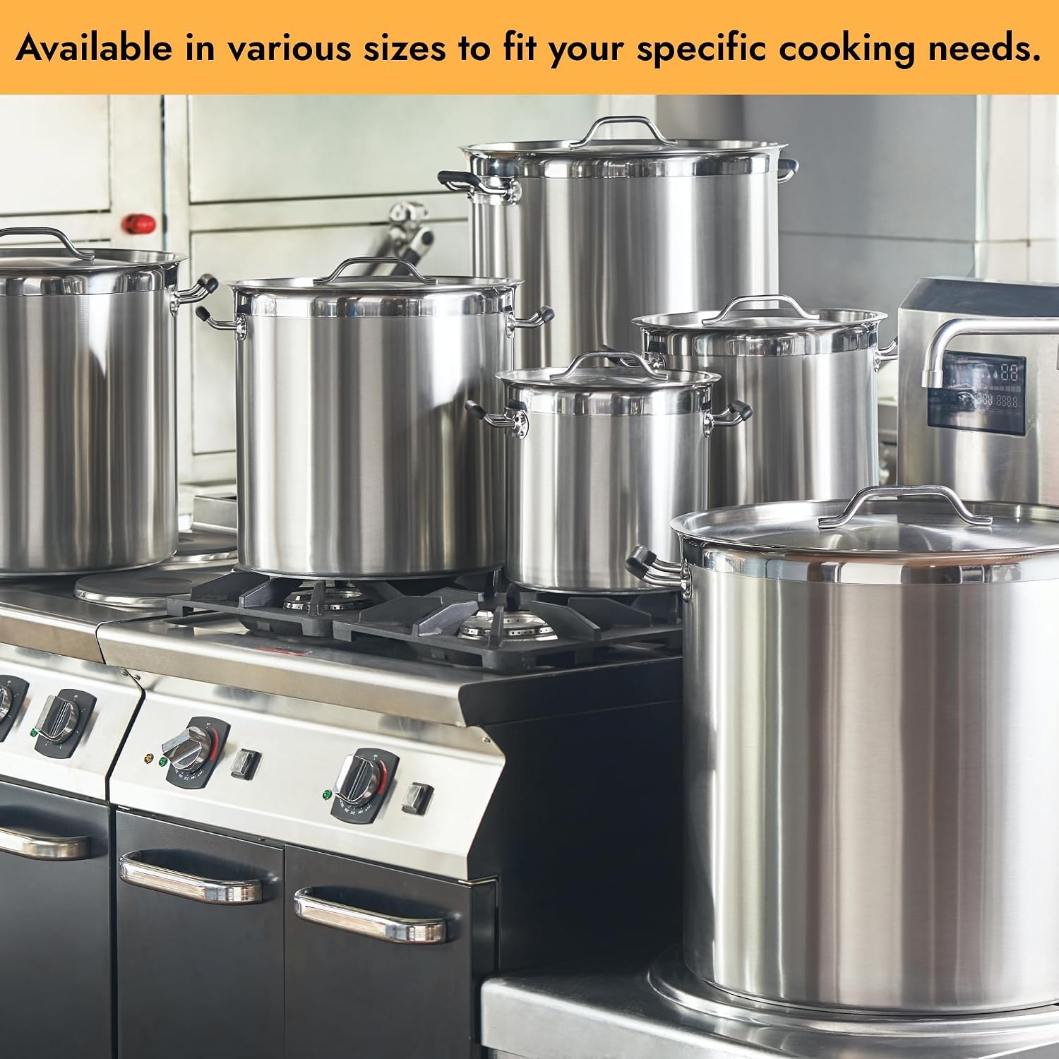 NSF 20 Quart Large Stock Pot with Lid and Basket, 18/8 Stainless Steel, 3-Ply Clad Base, Commercial Cookware for Soup, Stew & Sauce, Dishwasher Safe, 11.8"D x 12.8"W x 11.8"H, Induction Ready