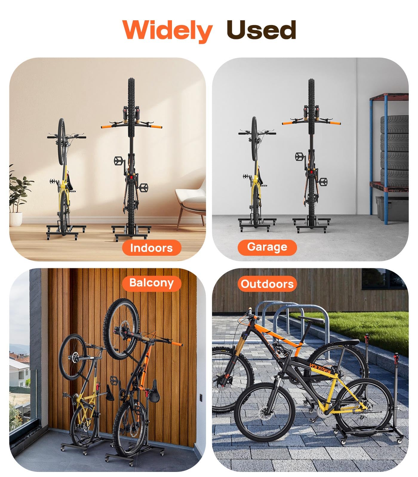 Housolution Vertical Bike Stand with Wheels up to 29", Adjustable Height, No Drilling holds up to 80lbs, Freestanding Bicycle Rack for Garage & Apartment, Bike Stand Floor for MTB/Road Bikes