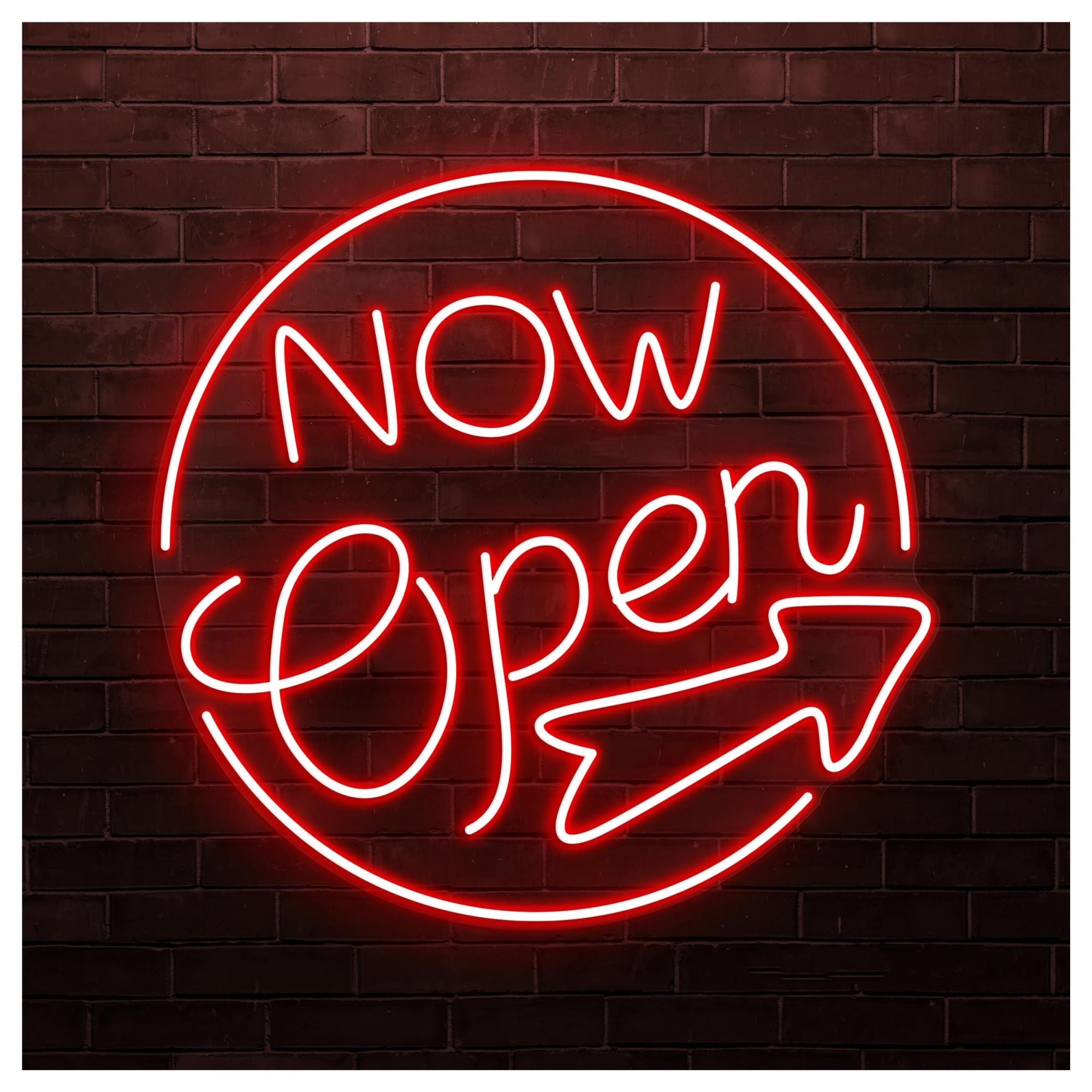 RONGCH Hanging Art Signs Now Open Neon Sign Business LED Light Arrow Wall Decor Gameroom Bedroom Bar Livingroom Birthday Party 48cm