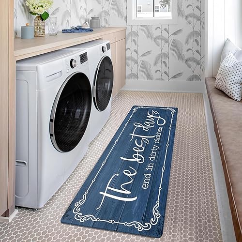 Miniatura 7 de KOZYFLY Alfombra antideslizante para cuarto de lavado, 20 x 60 pulgadas, alfombra de lavandería, alfombra de cocina, lavable, impermeable, alfombra