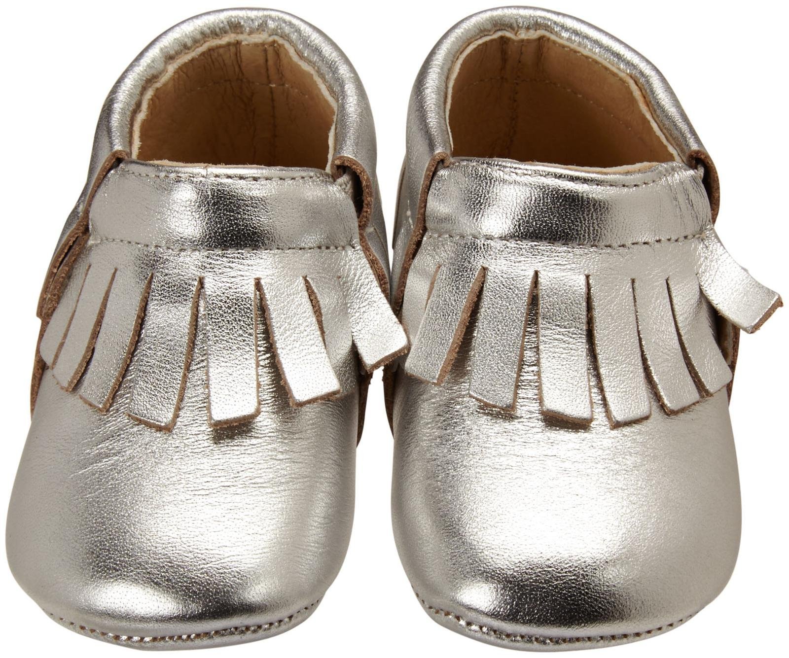 Old Soles Baby Girls Fringe Boot-K, Silver, 8 Infant