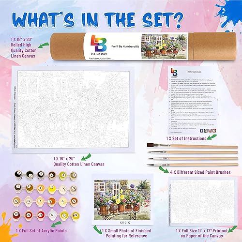 Miniatura 4 de Ledgebay Pintura por números, para adultos, de principiantes a avanzados, divertidos proyectos de arte y manualidades, Pensamientos, ritas, 16 x 20