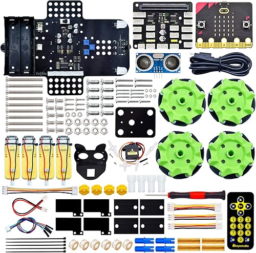 Miniatura 2 de KEYESTUDIO 4WD Smart Car Coding Robot Kit con Microbit V2 para Makecode y Python, kit de robot de construcción DIY para educación STEM, control