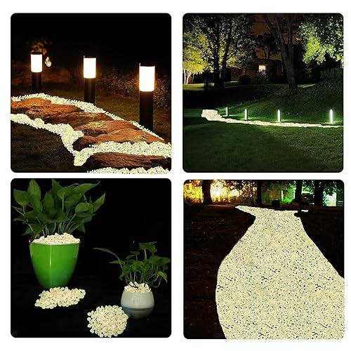 Miniatura 6 de 1000 piedras decorativas que brillan en la oscuridad para exteriores, piedras brillantes para paisajismo, piedras luminosas para jardín, patio,