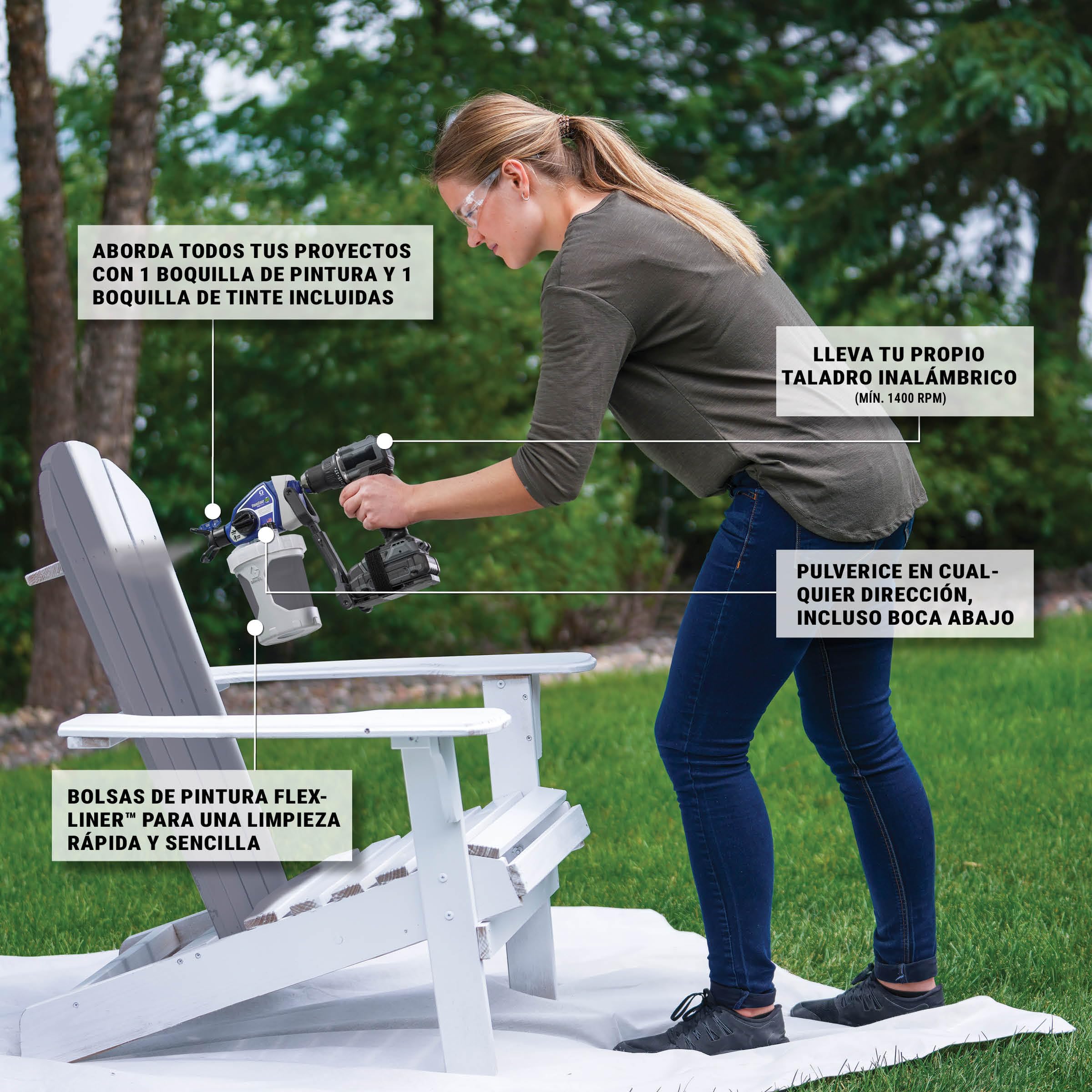Magnum by Graco 26D361 TrueCoat 360 Cordless Connect, pulverizador de pintura airless portátil con cable, pulverizador para taladro, uso doméstico, pequeños proyectos decorativos (presión máx 138 bar)
