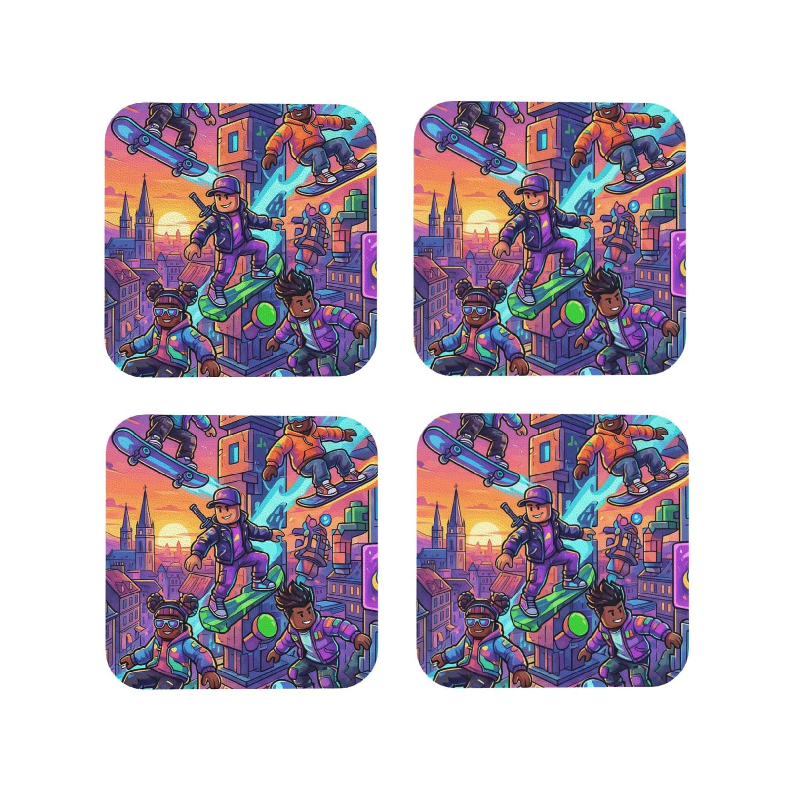 Coasters Set of 4 Round Leather Coaster Quick-Dry Drink Michael Jackson Coasters for Desk Absorbent Mugs Pads Tabletop Protection Pad Heat Resistant Coffee Cup Mat for Kitchen Bar