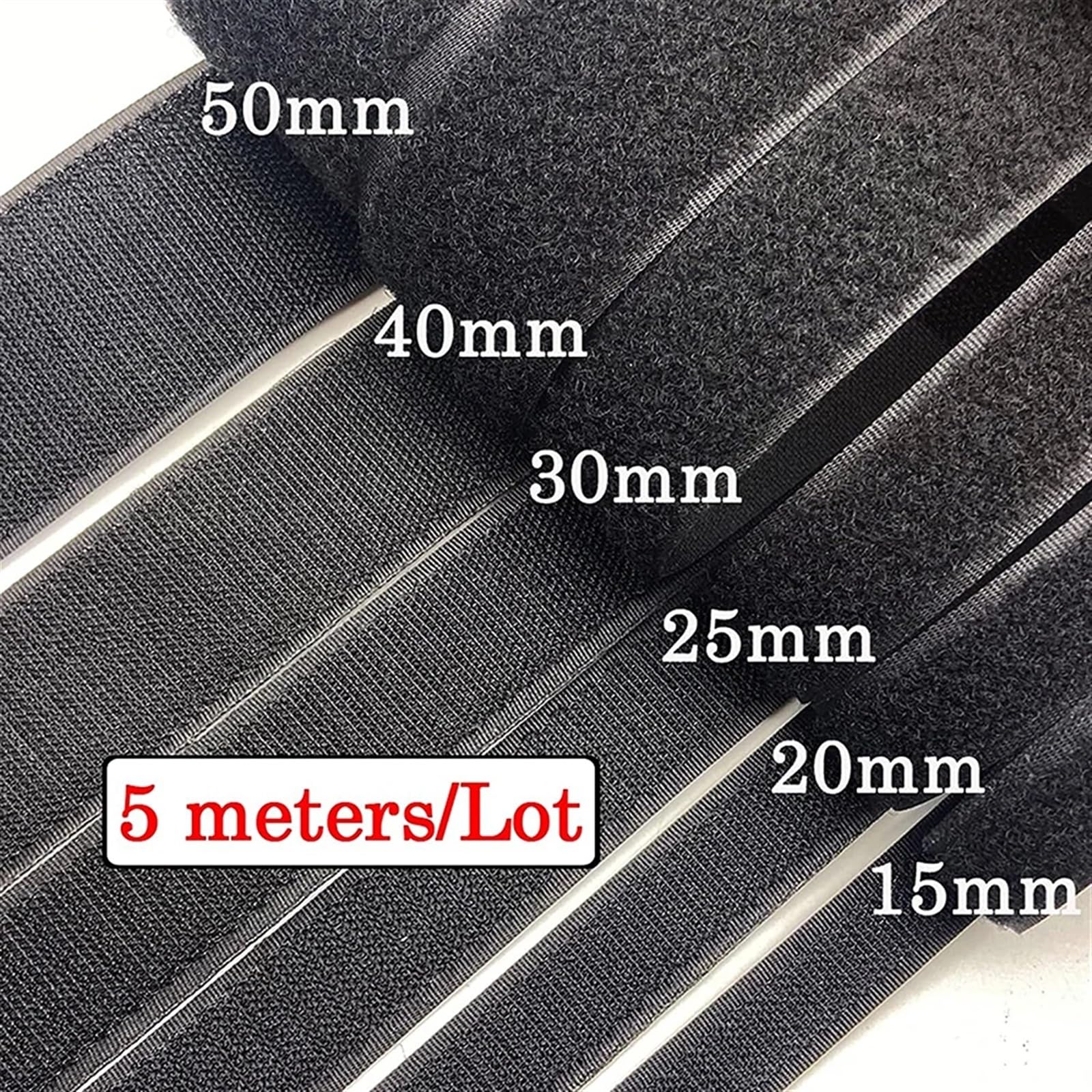 Cinta MáGica De Nylon Sujetadores de gancho y bucle no adhesivos en blanco y negro de 5M, cinta fuerte, cinta mágica de tela de nailon for accesorios de costura DIY, 16mm-150 Magic Loop Gancho Sticker