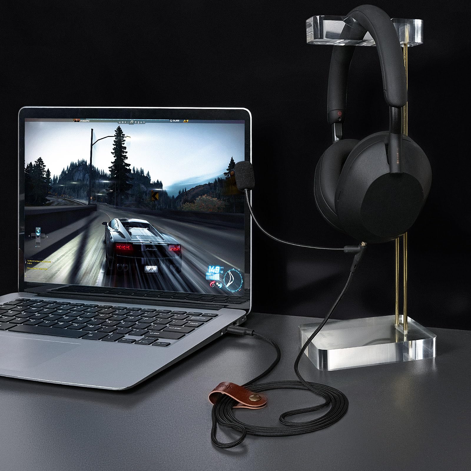 GEEKRIA Kabel do słuchawek Boom Mic kompatybilny z Sony WH-1000XM5, Skullcandy Crusher ANC 2, Beats Solo 4, zapasowy przewód USB C Jack z mikrofonem Boom do gier i spotkań (1,7 m)