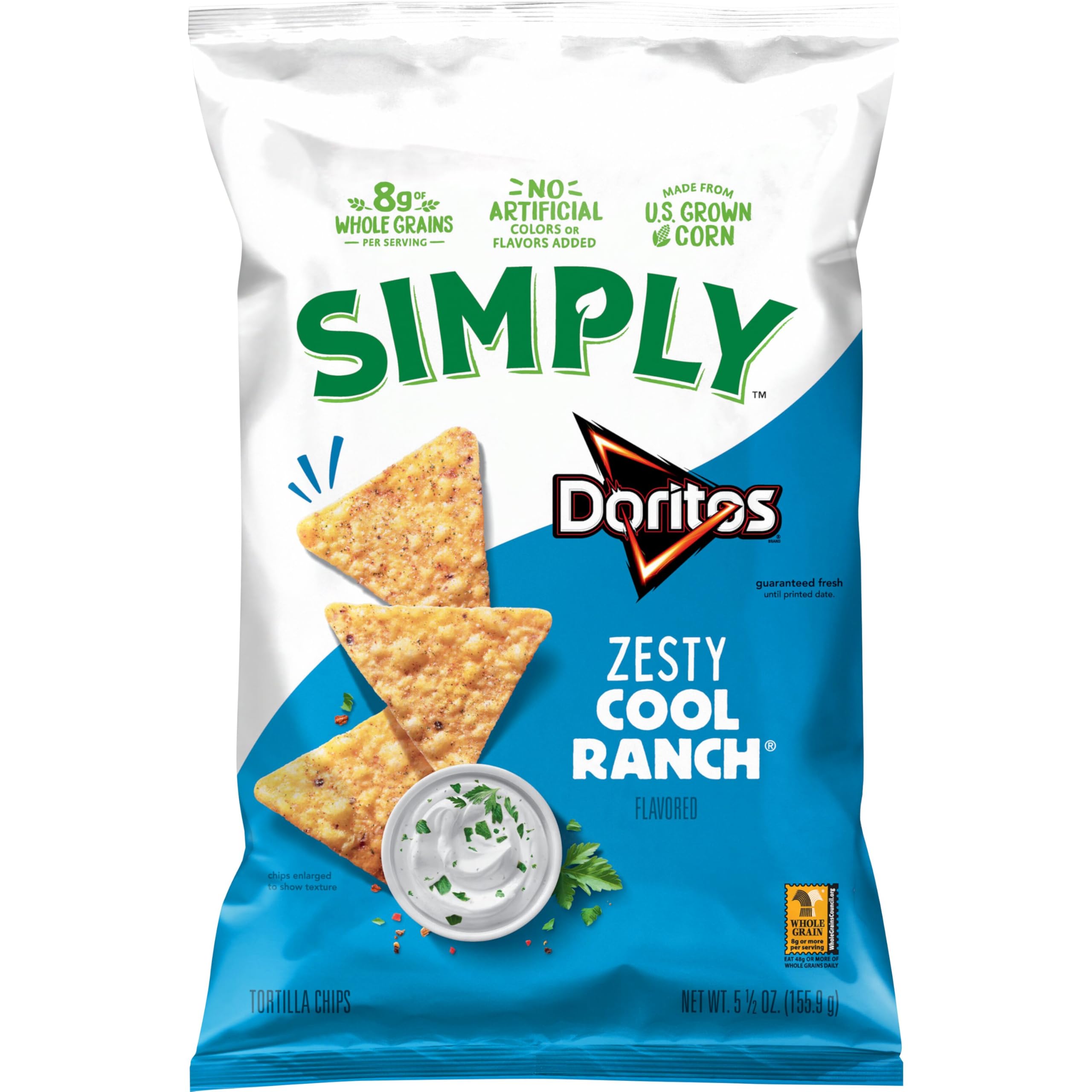 Amazon.com: Simply Doritos Zesty Cool Ranch Tortilla Chips, 5.5 Oz