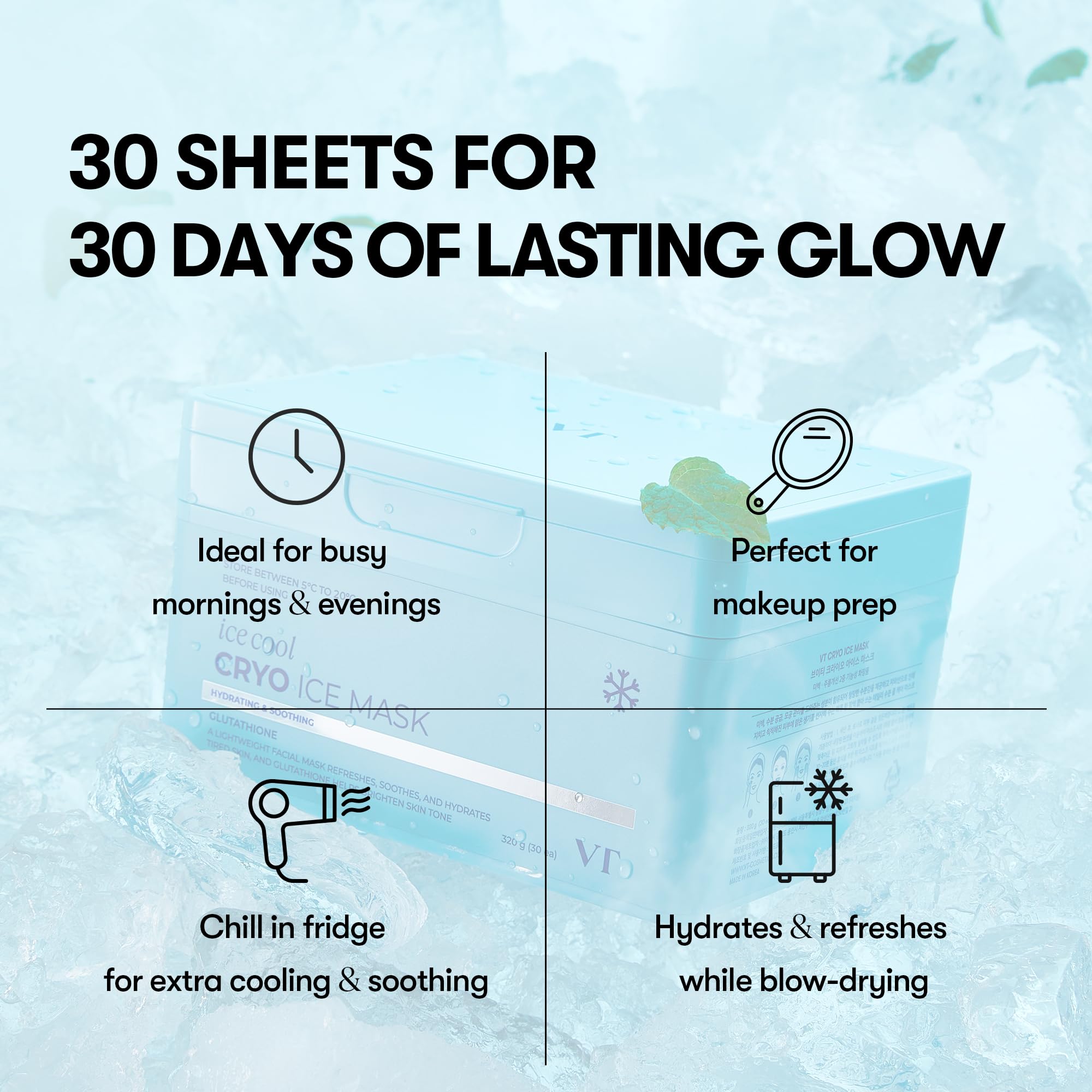 Amazon.com : VT COSMETICS Cryo Ice Cool Mask, 30 Sheets, Cooling