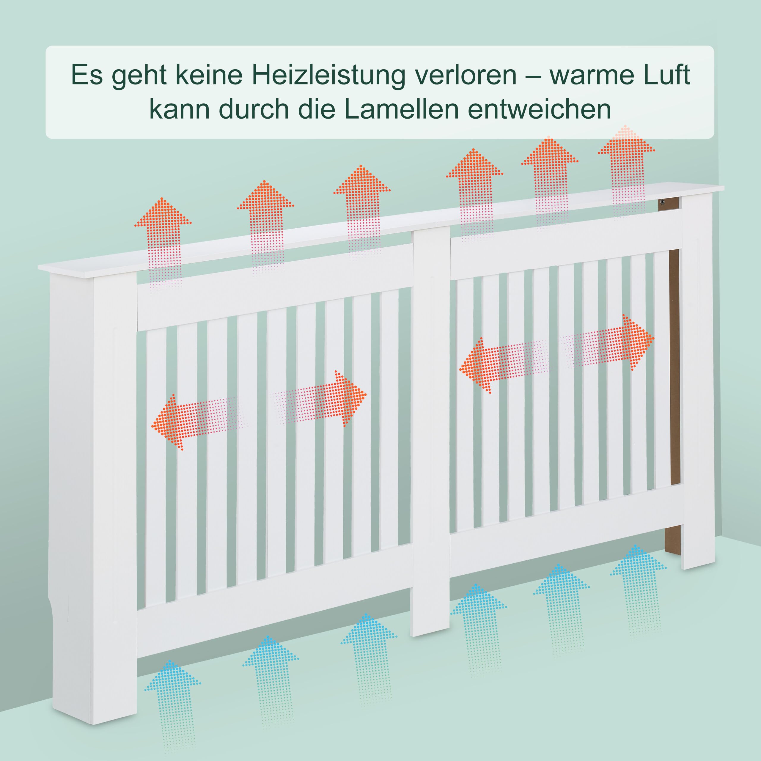 Relaxdays Heizkörperverkleidung Landhausstil, HBT 83x152x19 cm, für alte Heizkörper, Heizungsabdeckung Regal, MDF, weiß