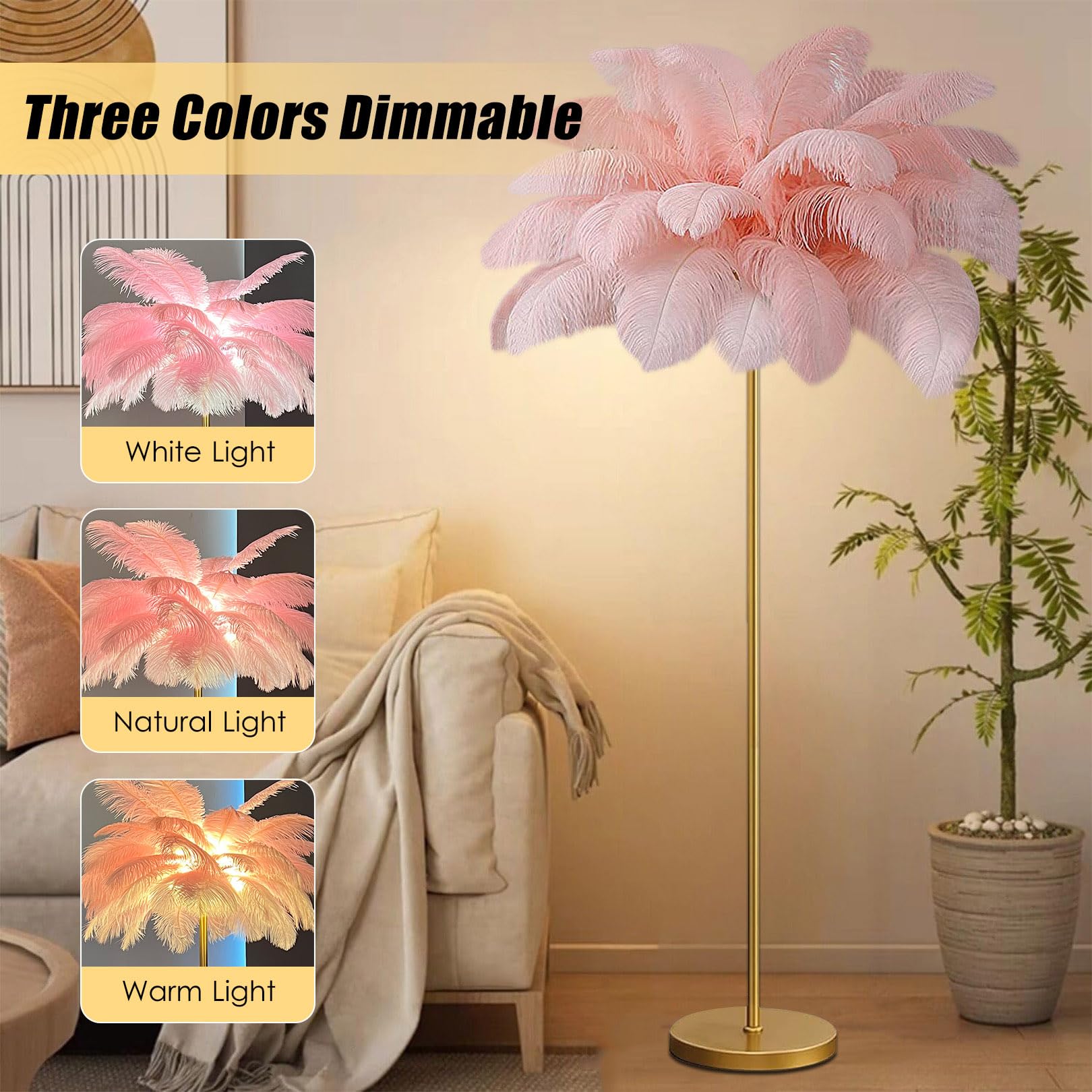 Lampe De Table En Plumes D'autruche Rechargeable, Lampe De Décoration