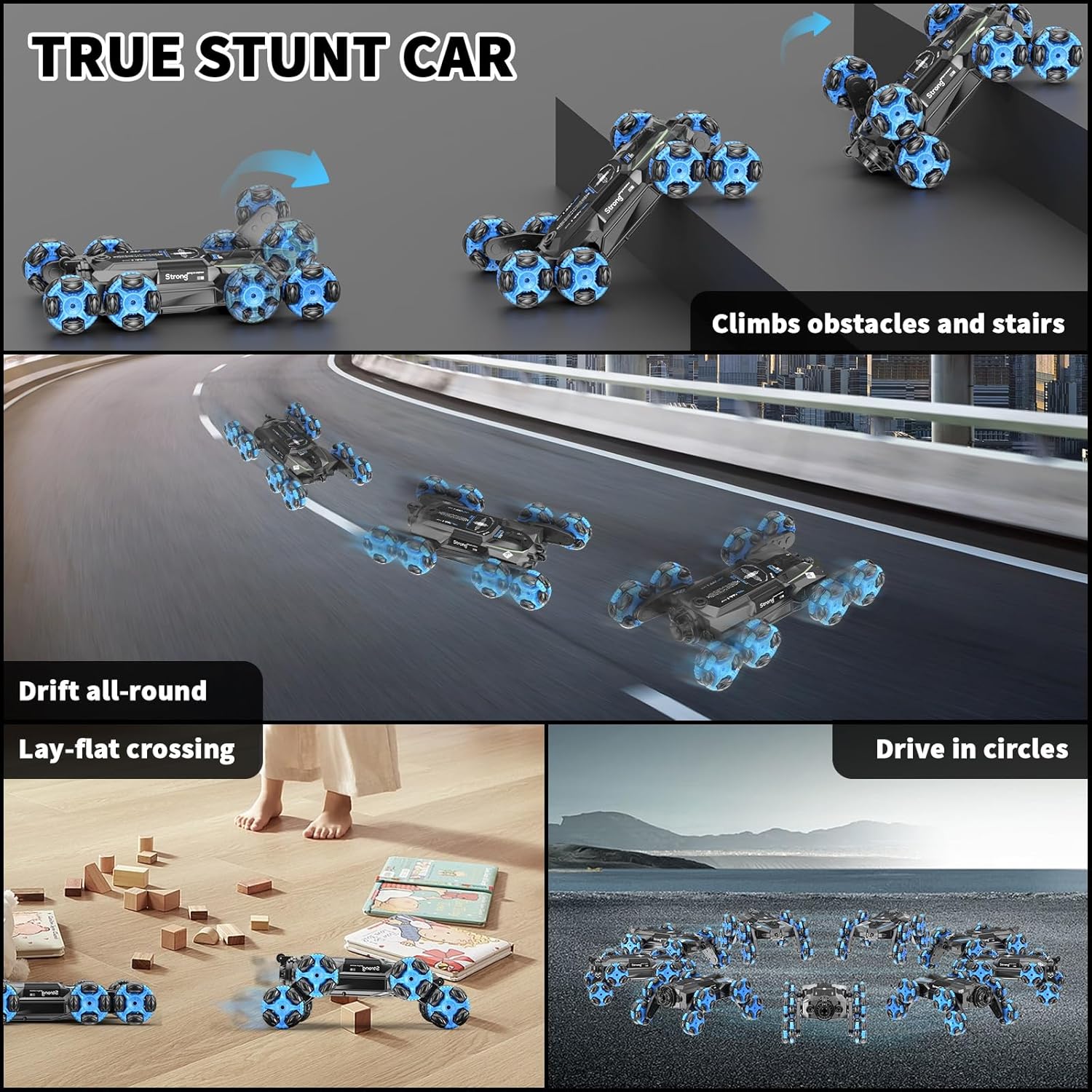 8WD Gesture Sensing Stunt RC Cars - 2.4Ghz 360° Rotation Remote Control Car with Spray, Light & Sound, Transform Drift Climbing Racing Vehicle, Birthday Toys for Ages 8-13 Boys Girls