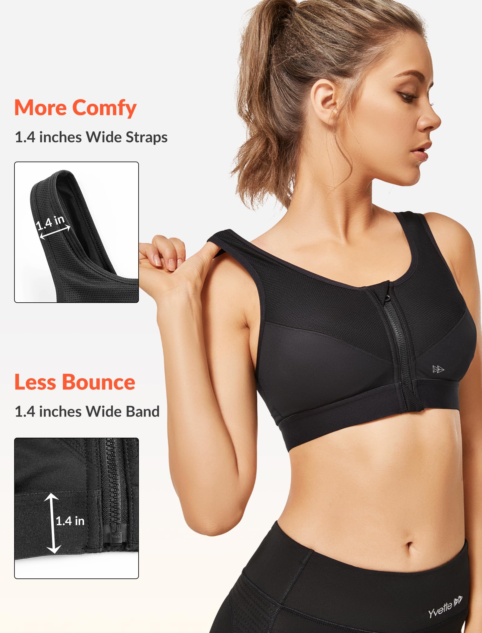Yvette Sport-BH für Damen, Racerback, Laufen, Fitness, bauchfreie Tops